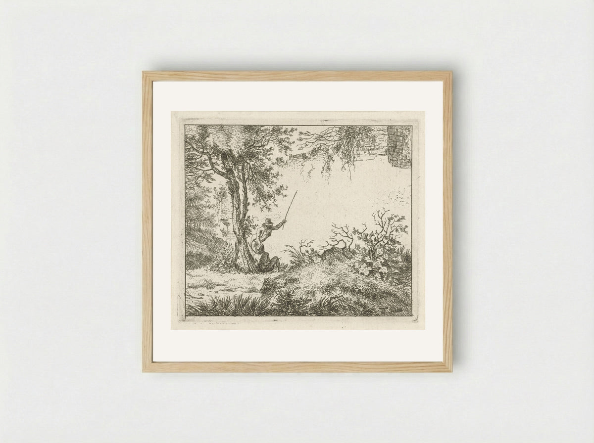 Twee mannen bij een muur - Hermanus Fock - Framed Print Wood