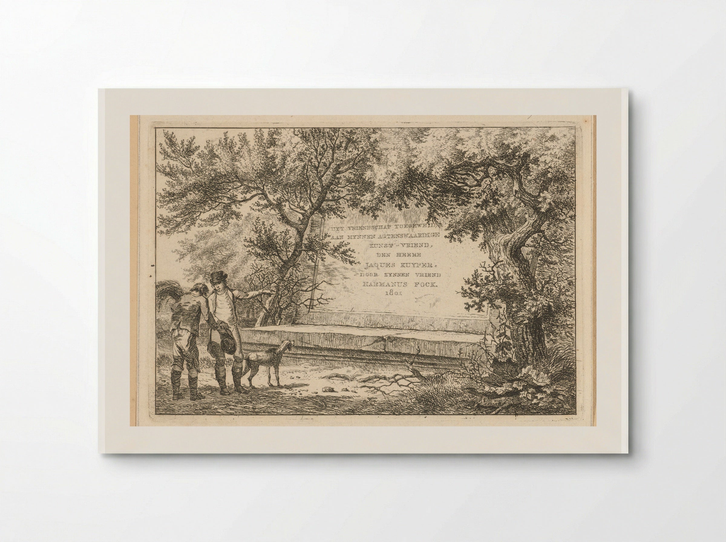 Twee mannen bij stenen cartouche - Hermanus Fock - Poster