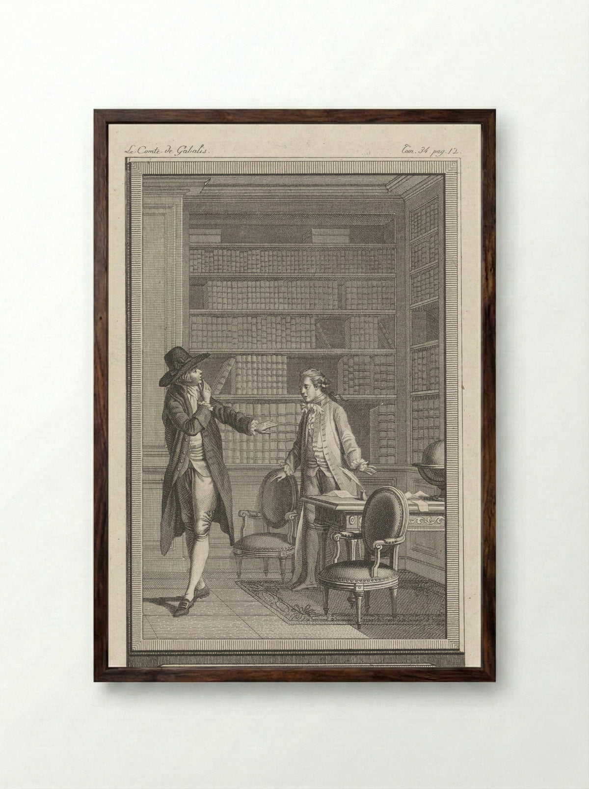 Twee mannen in conversatie (Le Comte de Gabalis) - Barde, Magnet & Compagnie - Framed Print Dark Wood