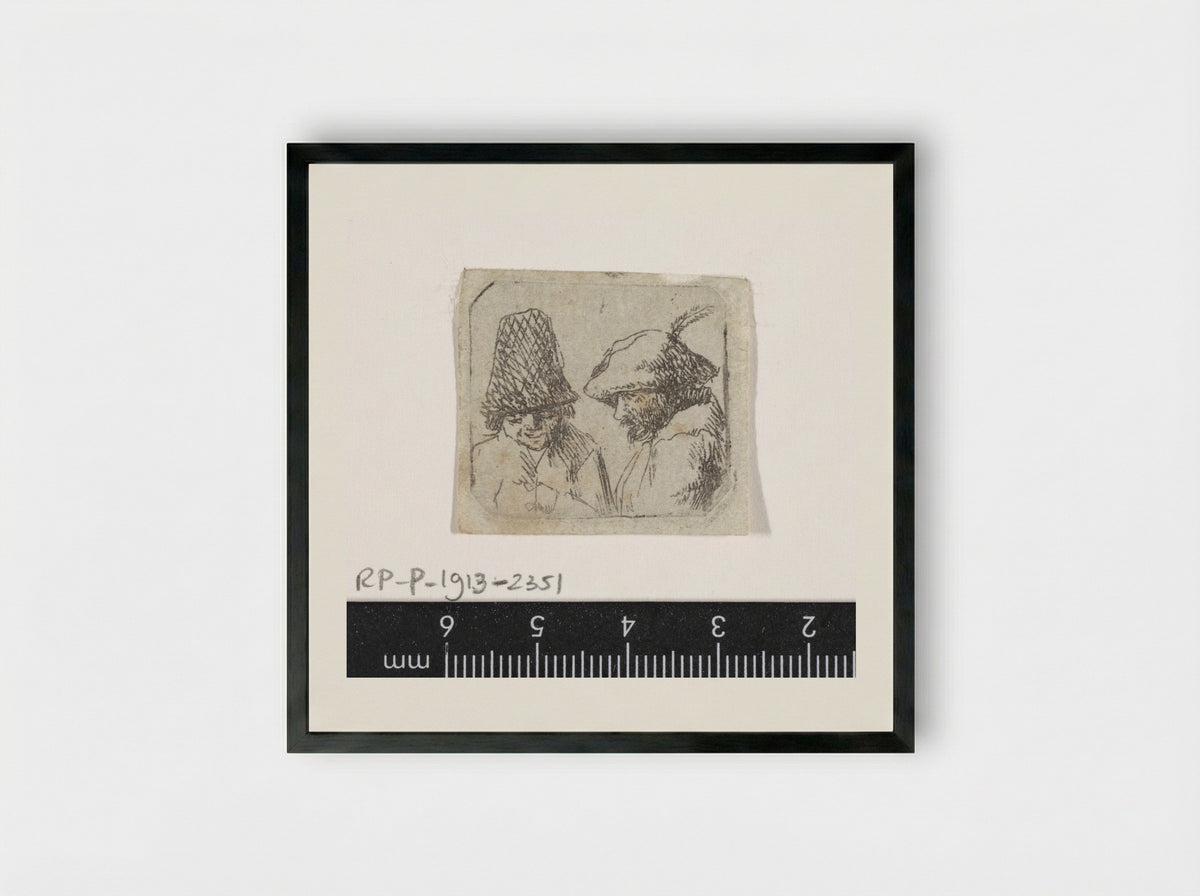 Twee mannen, één met hoge muts - Antoon Overlaet - Framed Print Black