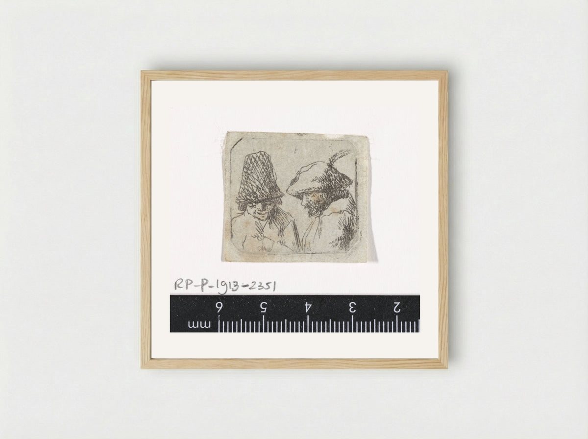 Twee mannen, één met hoge muts - Antoon Overlaet - Framed Print Wood