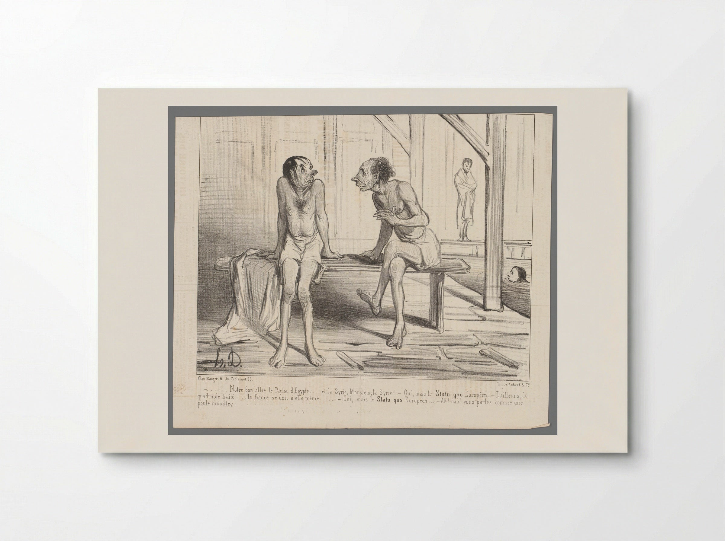 Twee mannen op een bank in het zwembad - Honoré Daumier - Poster