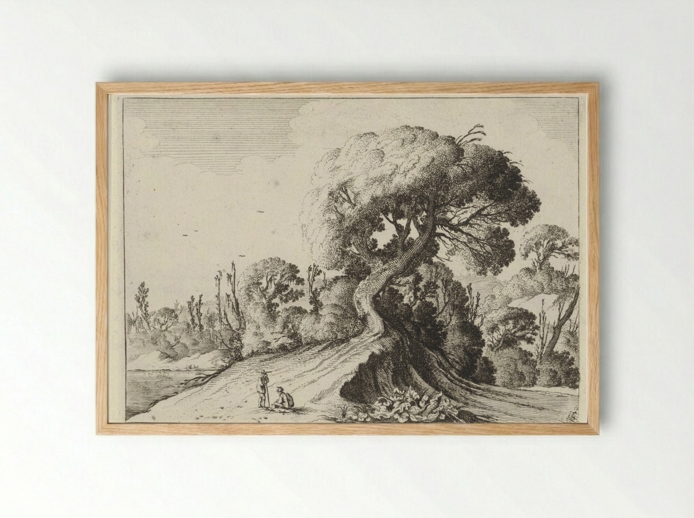 Twee mannen voor een grote boom - Gillis van Scheyndel (I) - Framed Print Wood