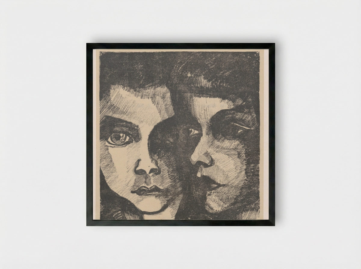 Twee meisjeskoppen - Charley Toorop - Framed Print Black