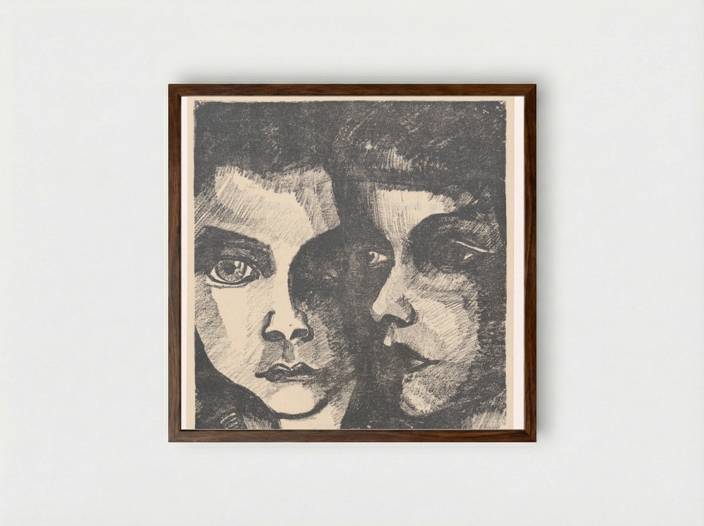 Twee meisjeskoppen - Charley Toorop - Framed Print Dark Wood