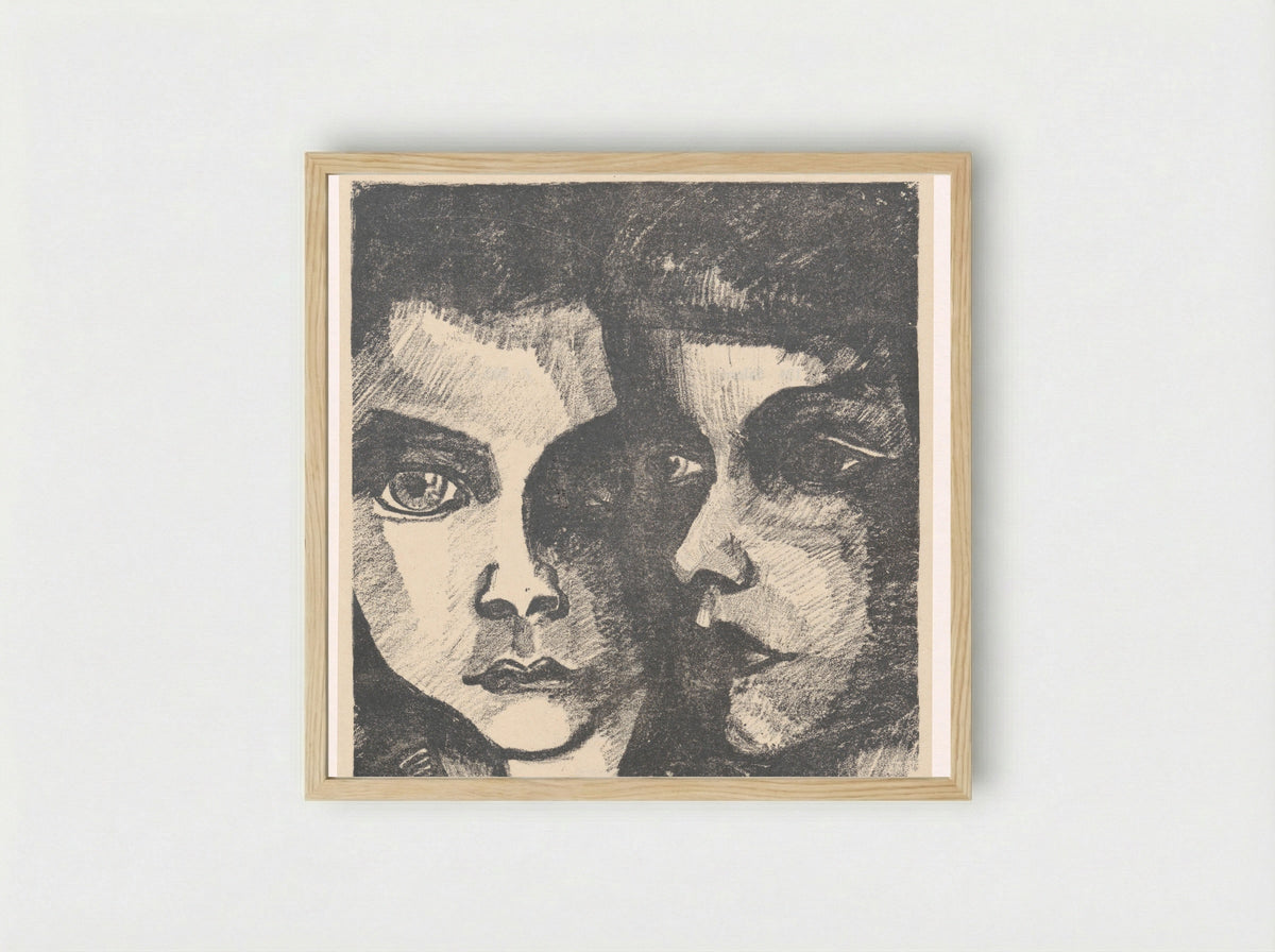 Twee meisjeskoppen - Charley Toorop - Framed Print Wood