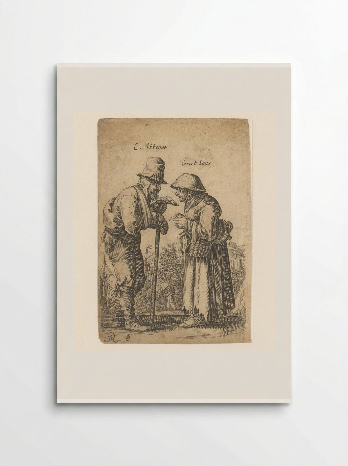 Twee oude bedelaars met elkaar in gesprek - Salomon Savery - Poster