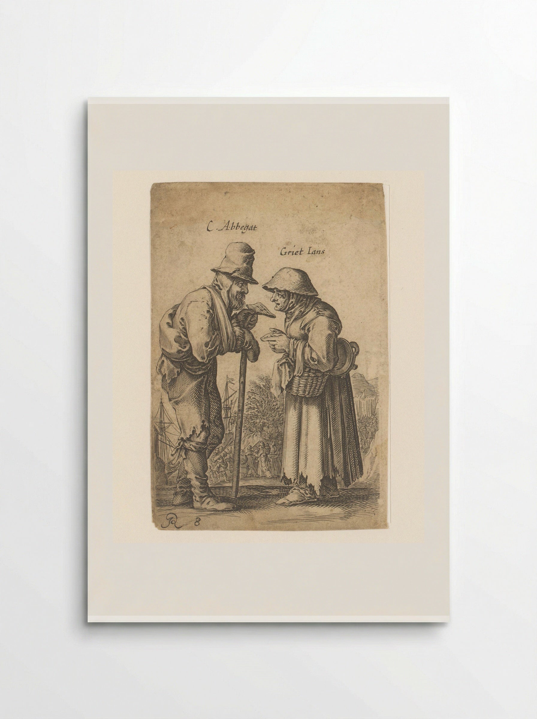Twee oude bedelaars met elkaar in gesprek - Salomon Savery - Poster
