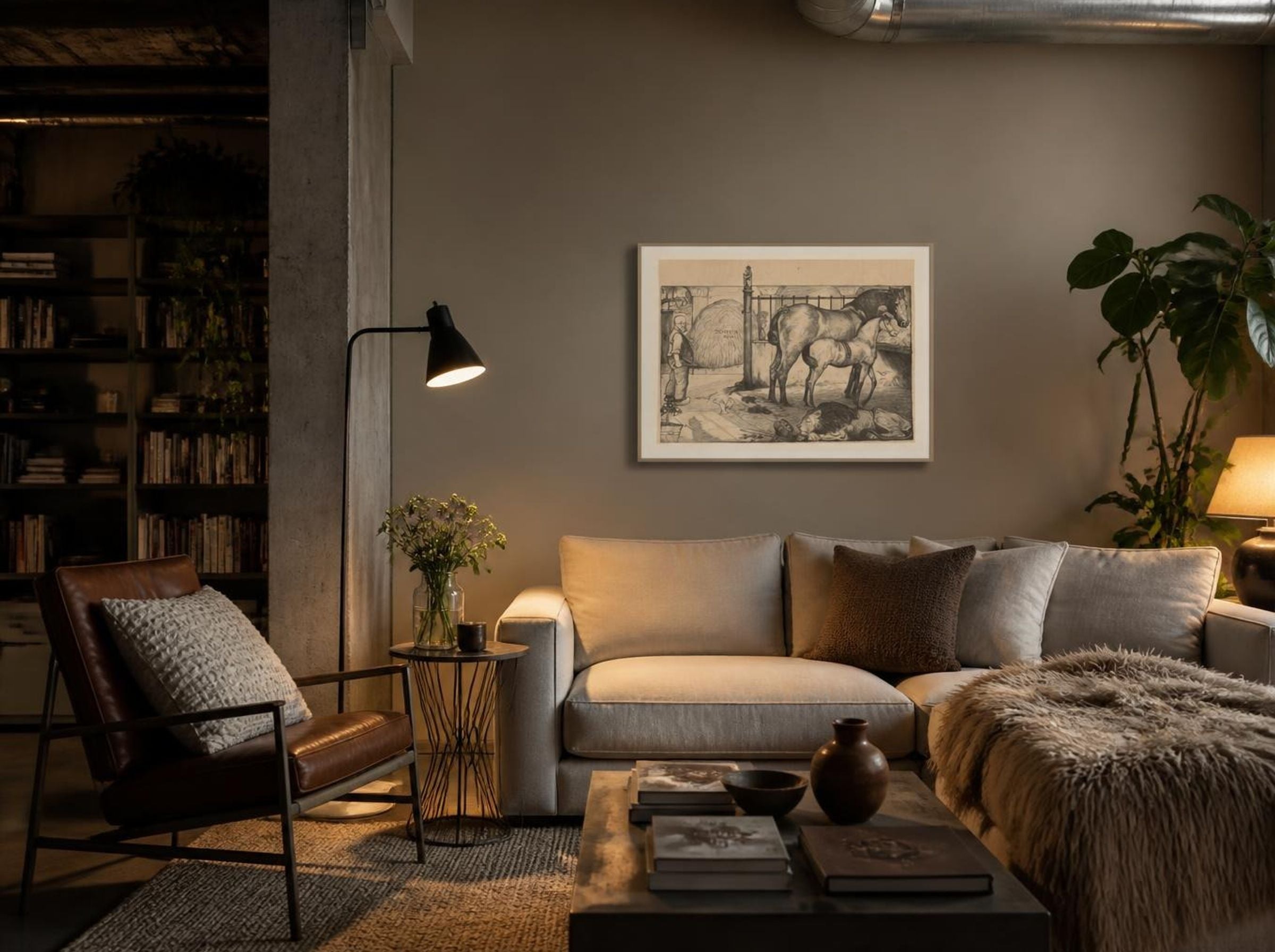 Twee paarden bij een hooiruif in een stal - Richard Nicolaüs Roland Holst - Lifestyle