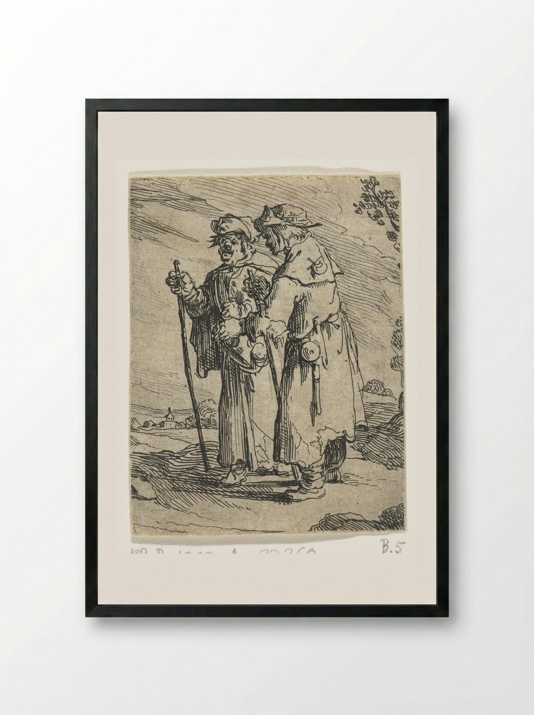 Twee pelgrims op de weg - Andries Both - Framed Print Black