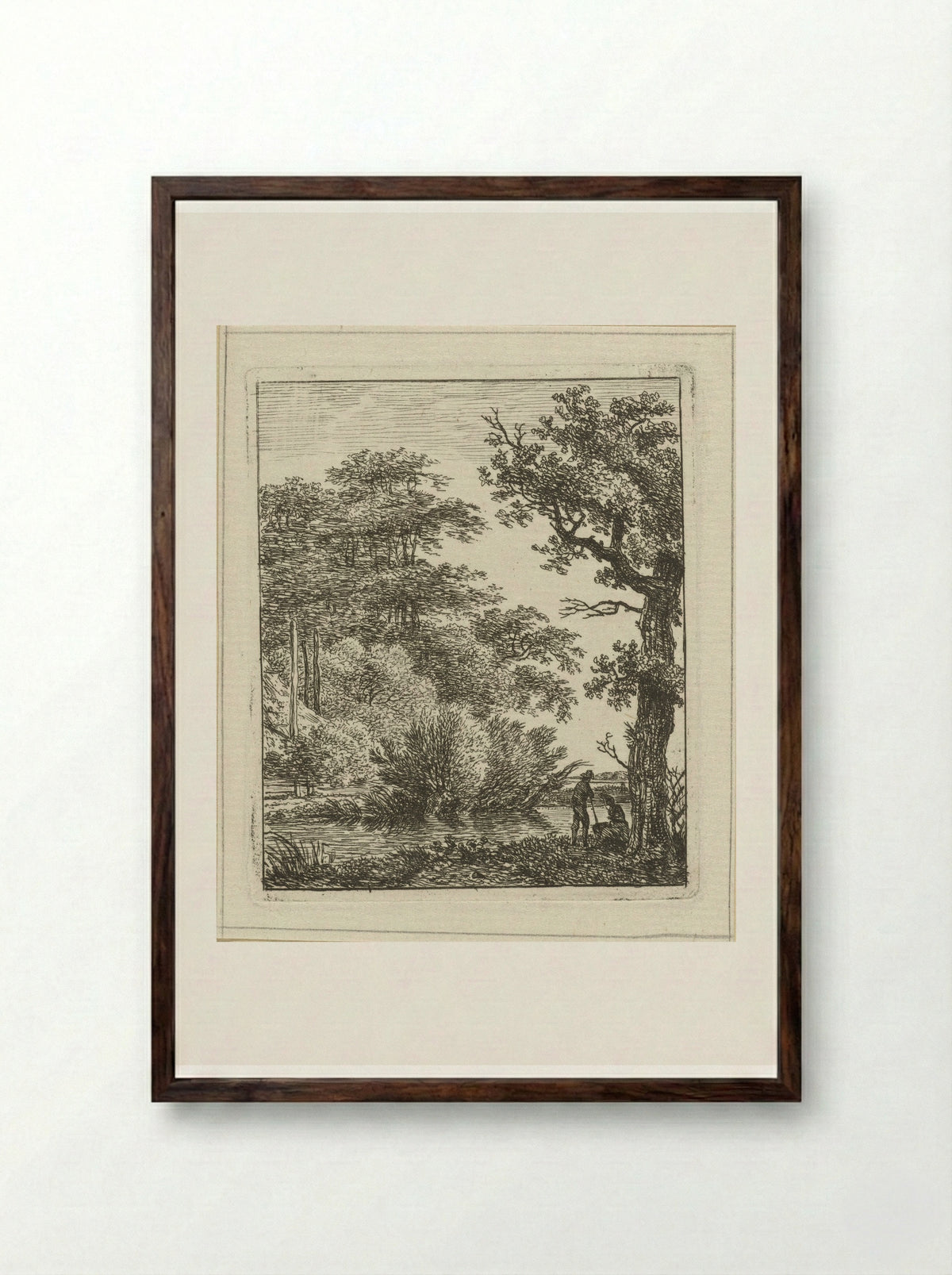 Twee personen aan een beek - Hermanus Fock - Framed Print Dark Wood