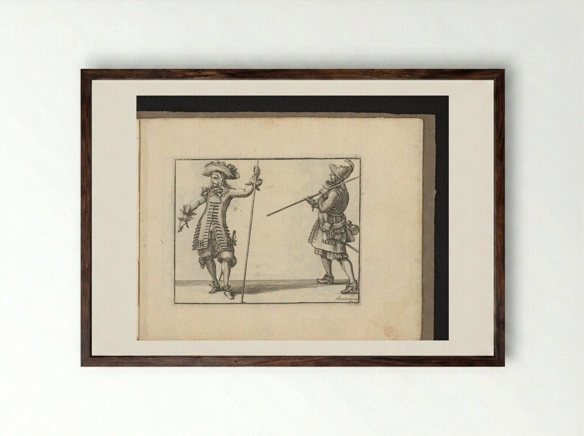 Twee piekeniers (Two Pikemen) - Jean Moncornet - Framed Print Dark Wood