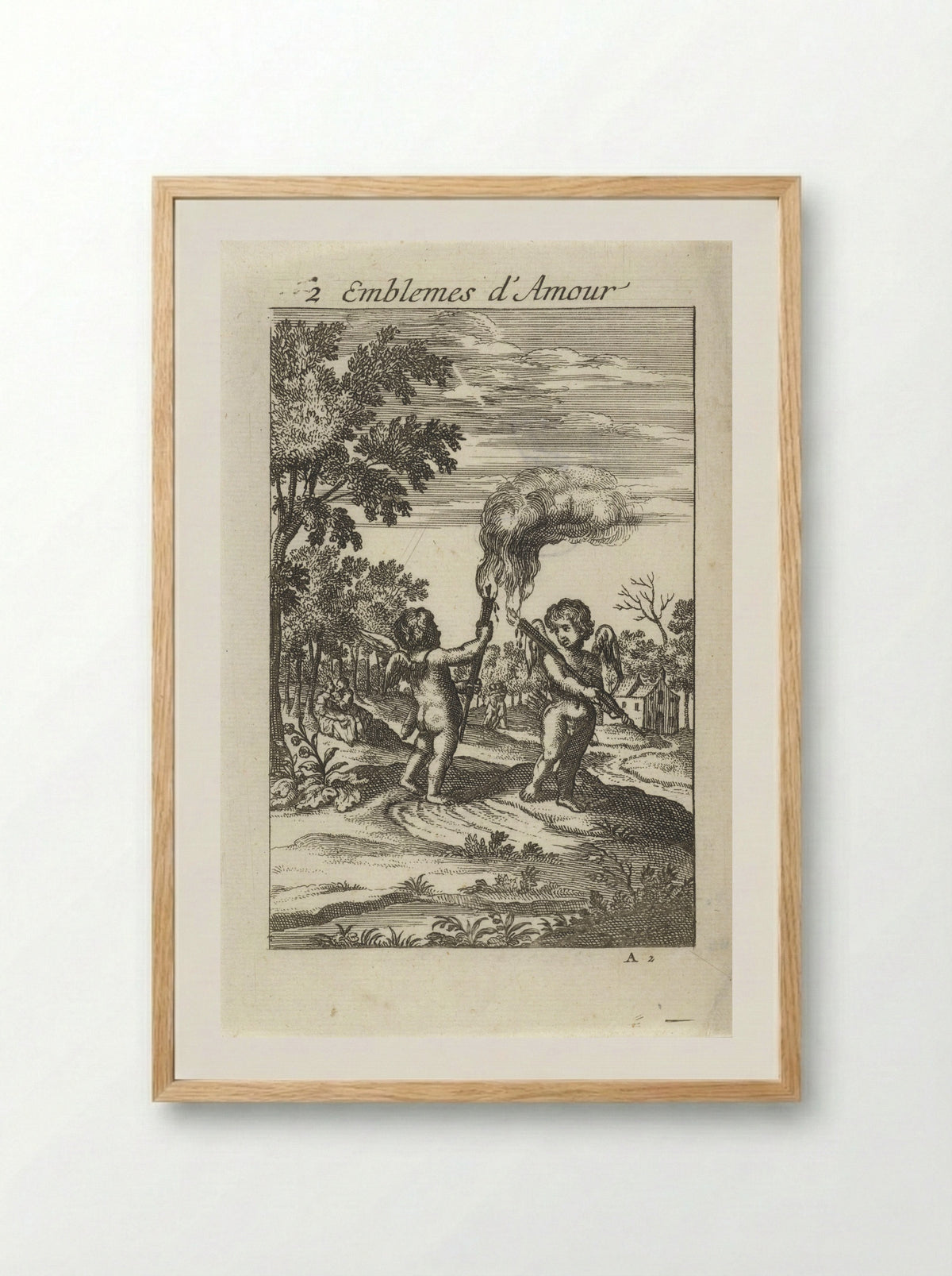 Twee putti met toortsen - Jan van Vianen - Framed Print Wood