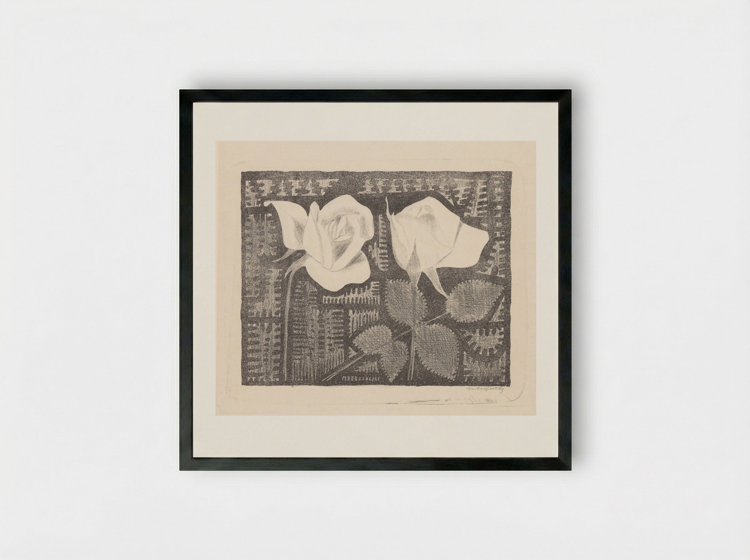 Twee rozen (Two Roses) - Samuel Jessurun de Mesquita - Framed Print Black