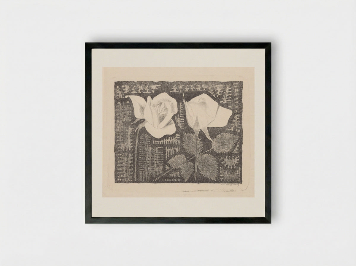 Twee rozen (Two Roses) - Samuel Jessurun de Mesquita - Framed Print Black