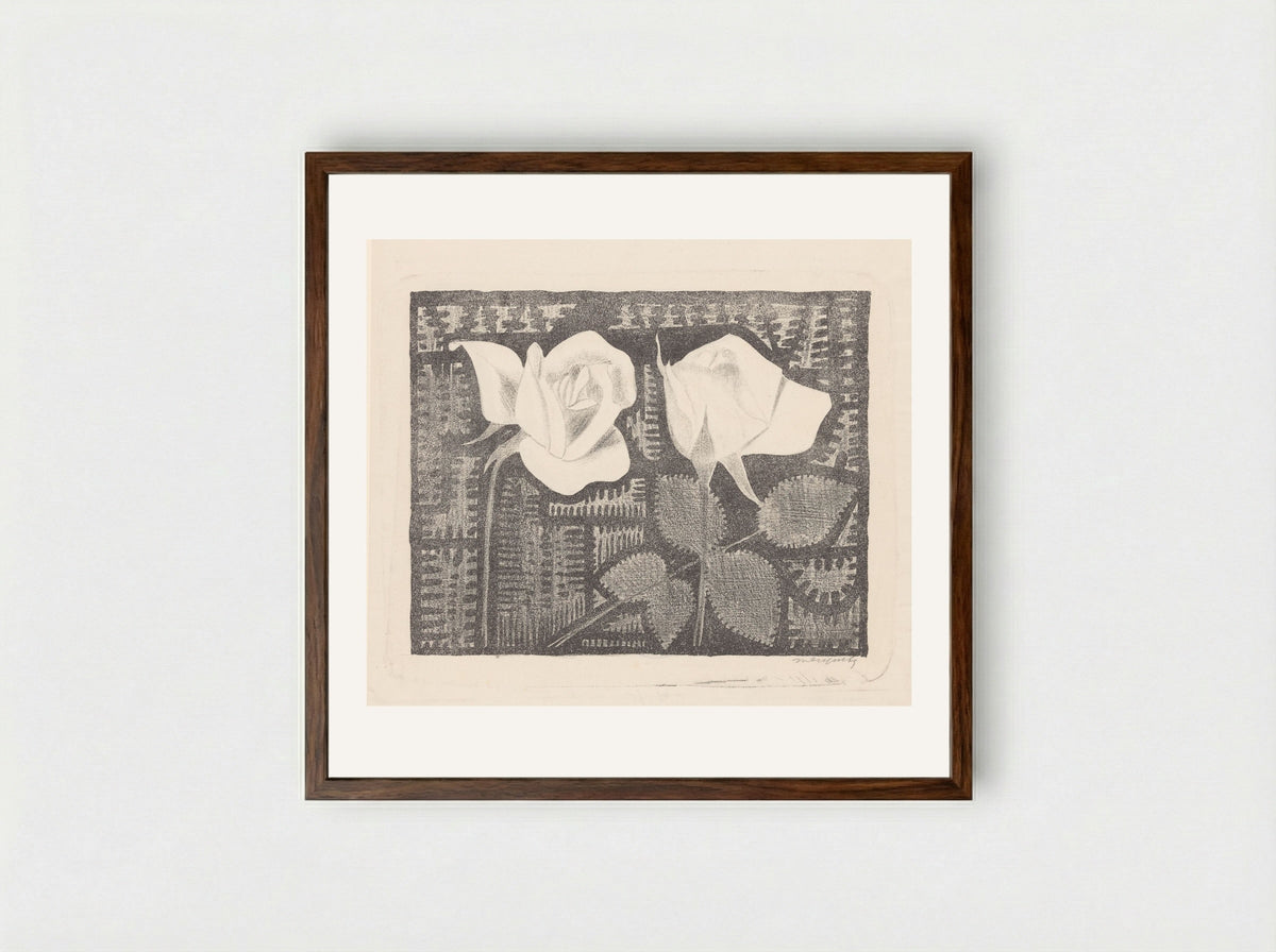 Twee rozen (Two Roses) - Samuel Jessurun de Mesquita - Framed Print Dark Wood