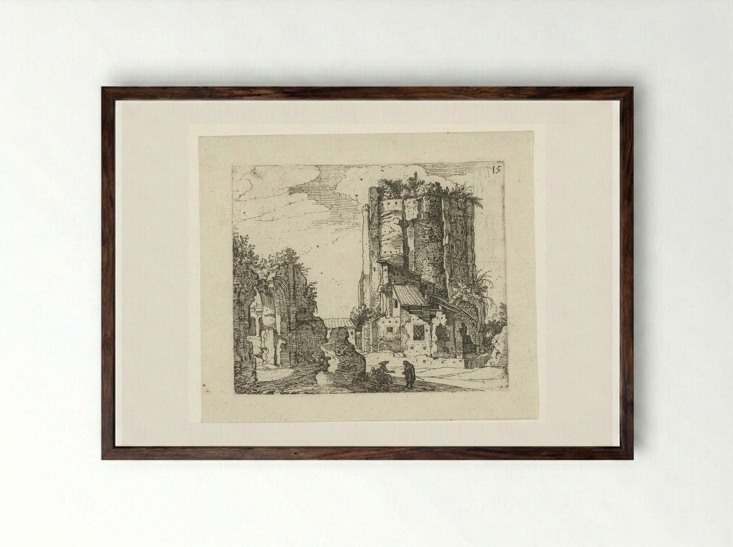 Twee ruïnes - Guilliam van Nieulandt (II) - Framed Print Dark Wood