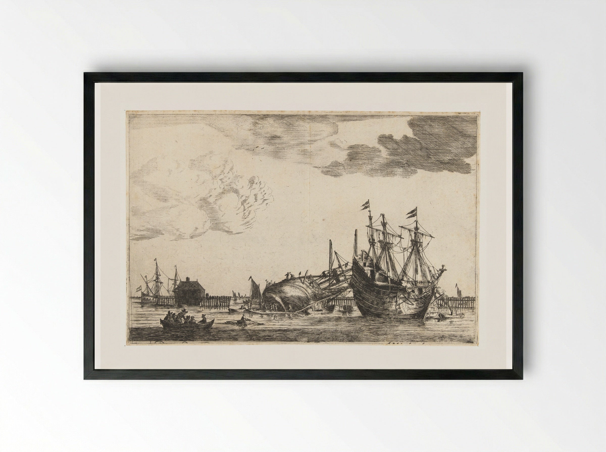Twee schepen liggen klaar voor reparatie - Reinier Nooms - Framed Print Black