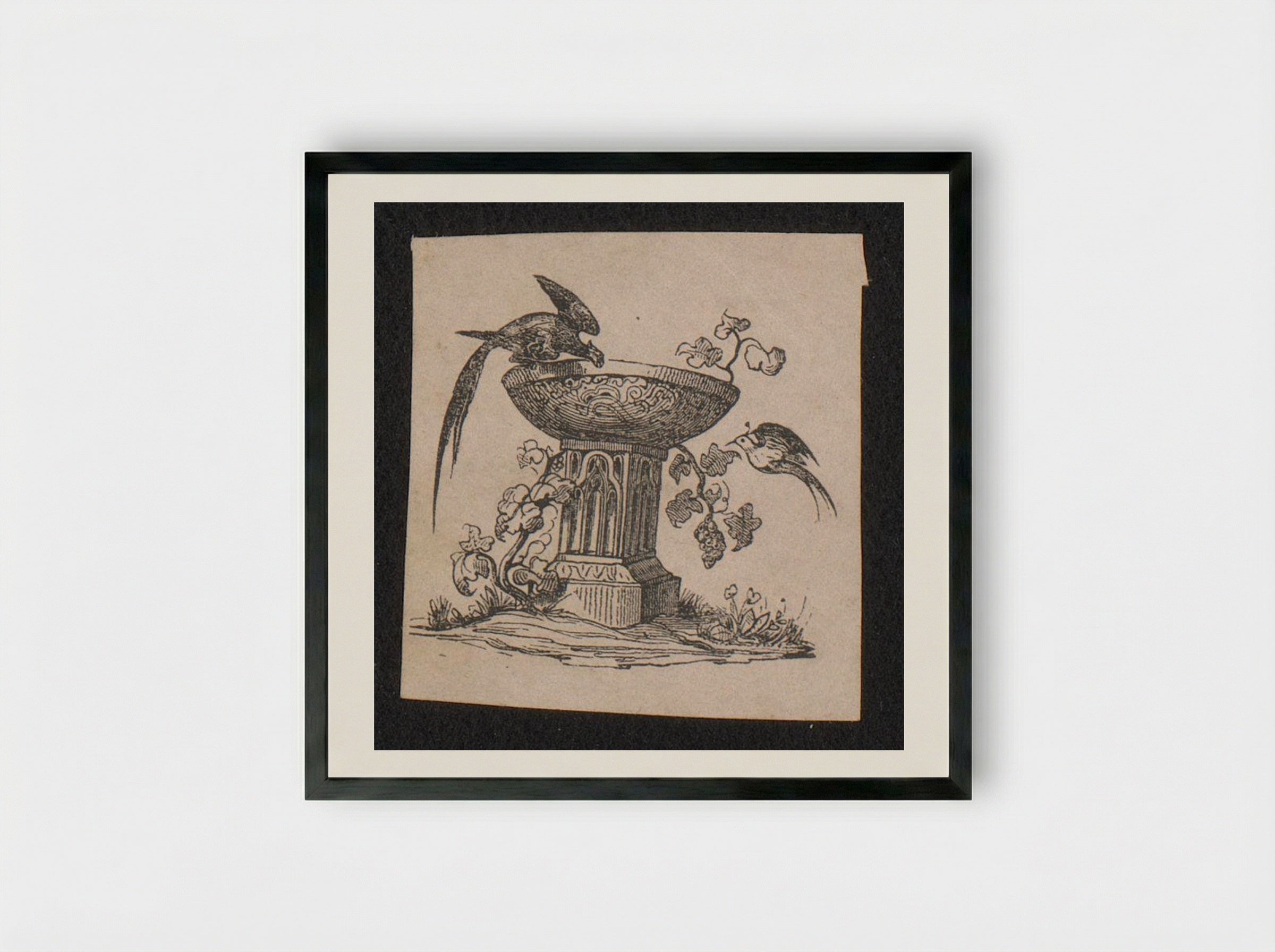 Twee siervogels bij een sokkel - Isaac Weissenbruch - Framed Print Black