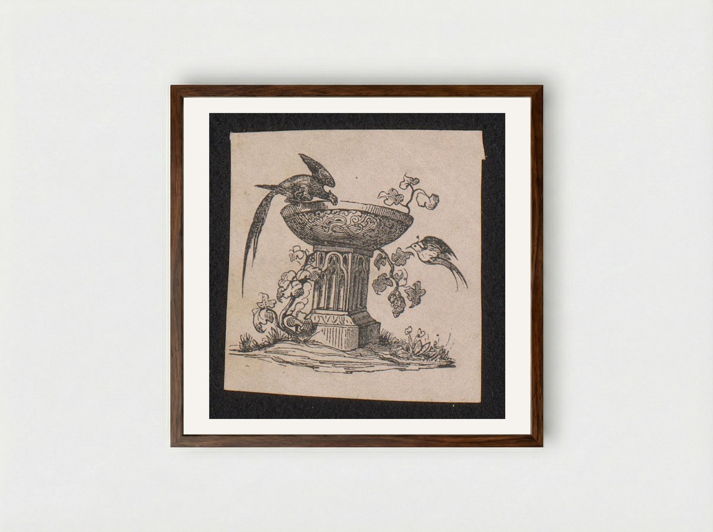 Twee siervogels bij een sokkel - Isaac Weissenbruch - Framed Print Dark Wood
