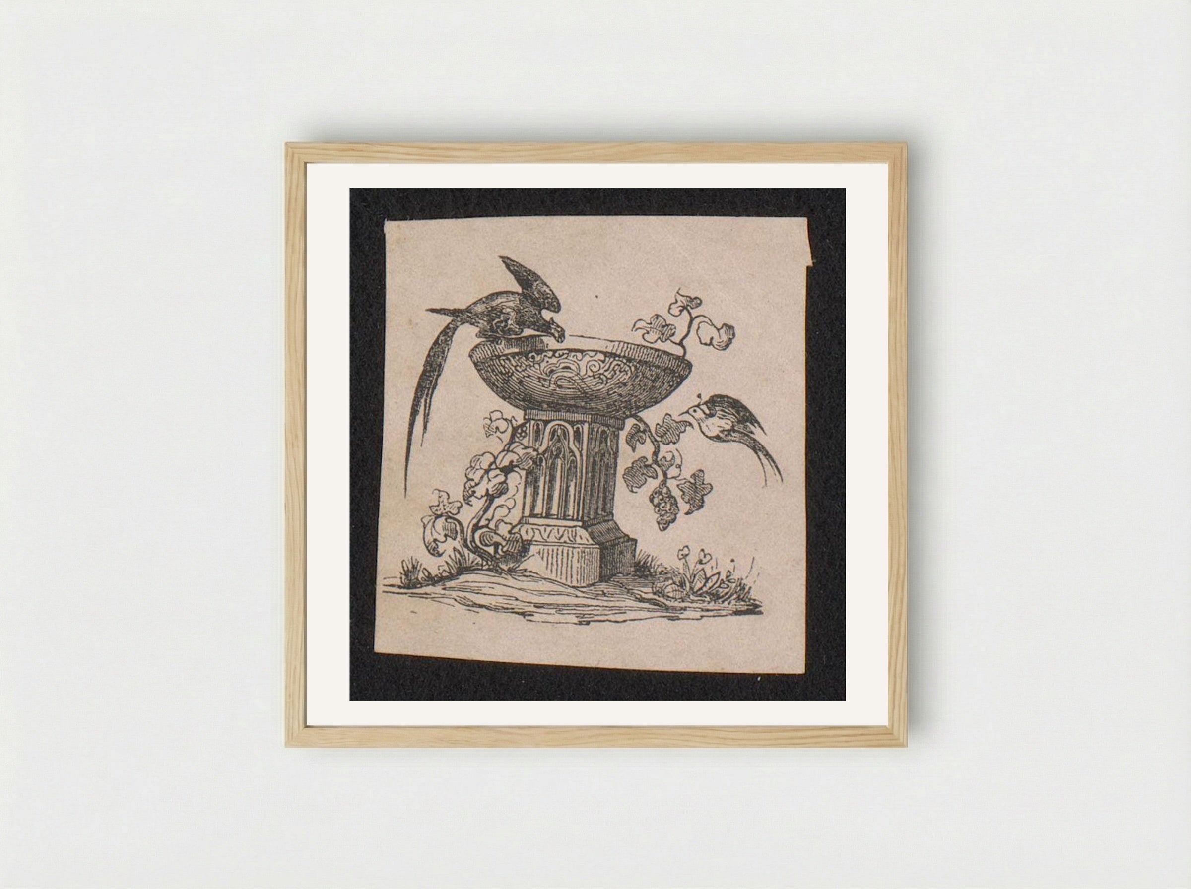 Twee siervogels bij een sokkel - Isaac Weissenbruch - Framed Print Wood