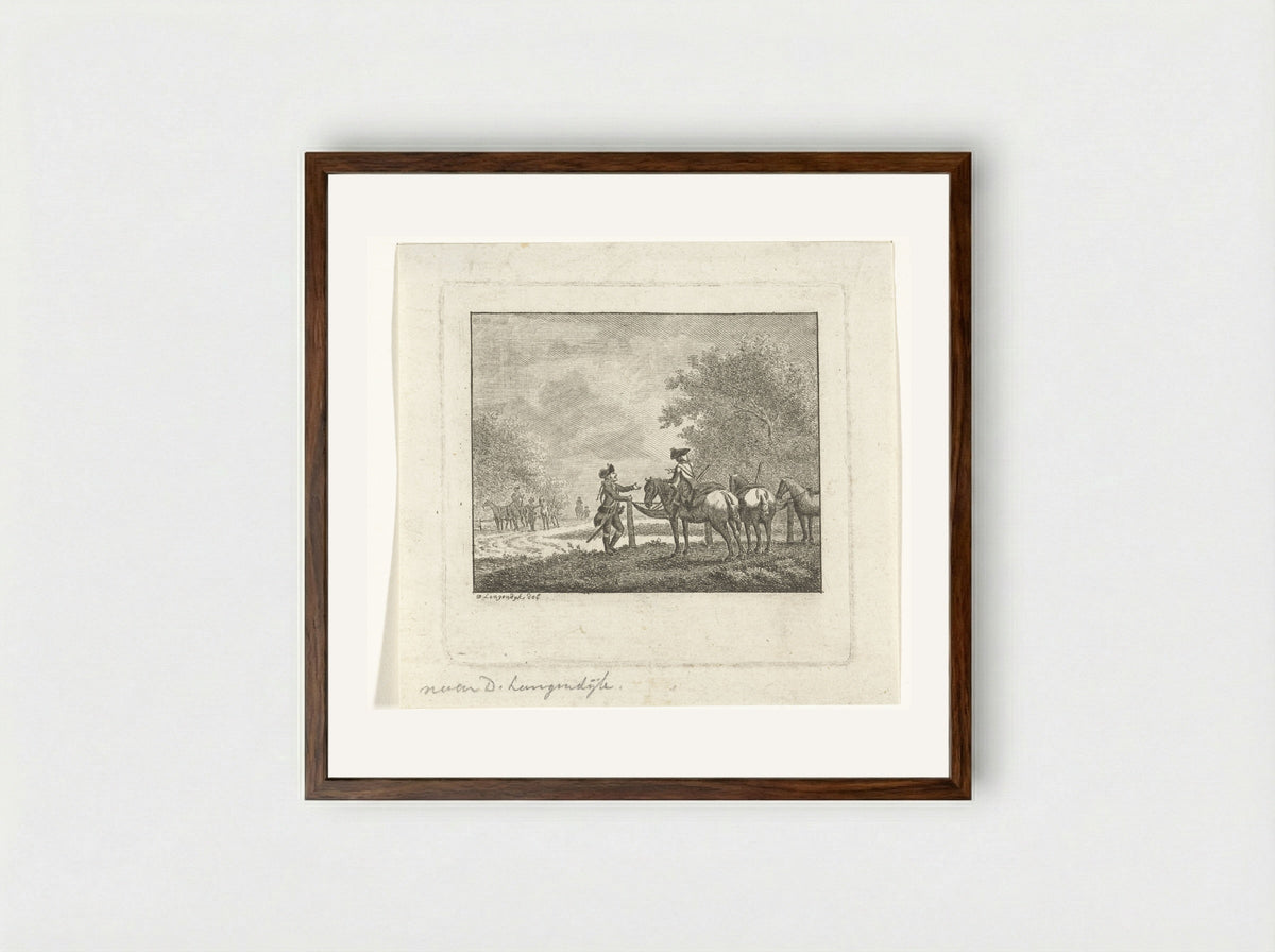 Twee soldaten in gesprek - Joannes Bemme - Framed Print Dark Wood