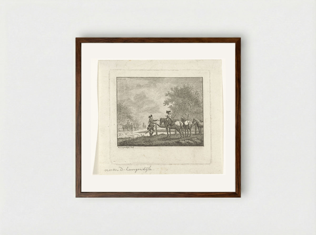 Twee soldaten in gesprek - Joannes Bemme - Framed Print Dark Wood