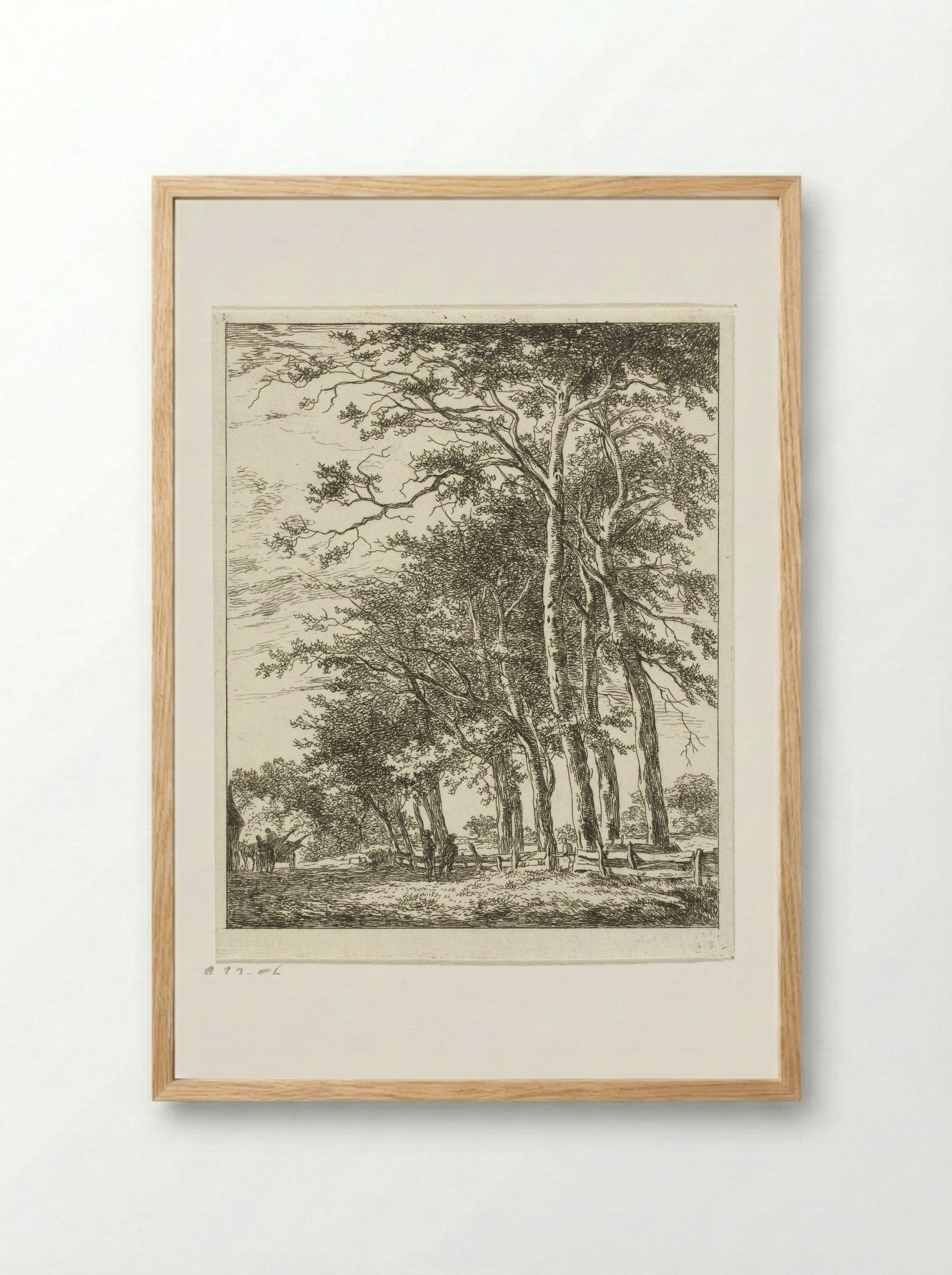Twee staande figuren bij hoge bomen - Hermanus van Brussel - Framed Print Wood