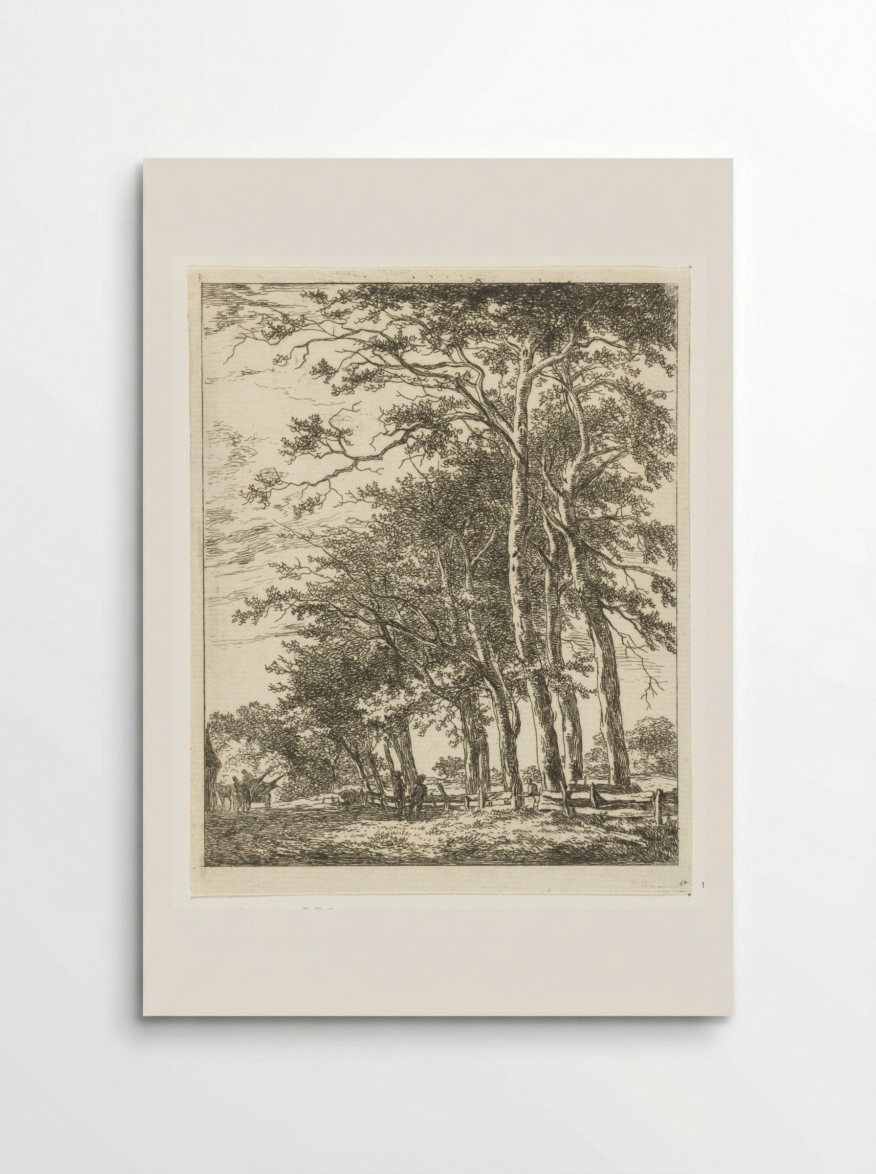 Twee staande figuren bij hoge boomen - Hermanus van Brussel - Poster