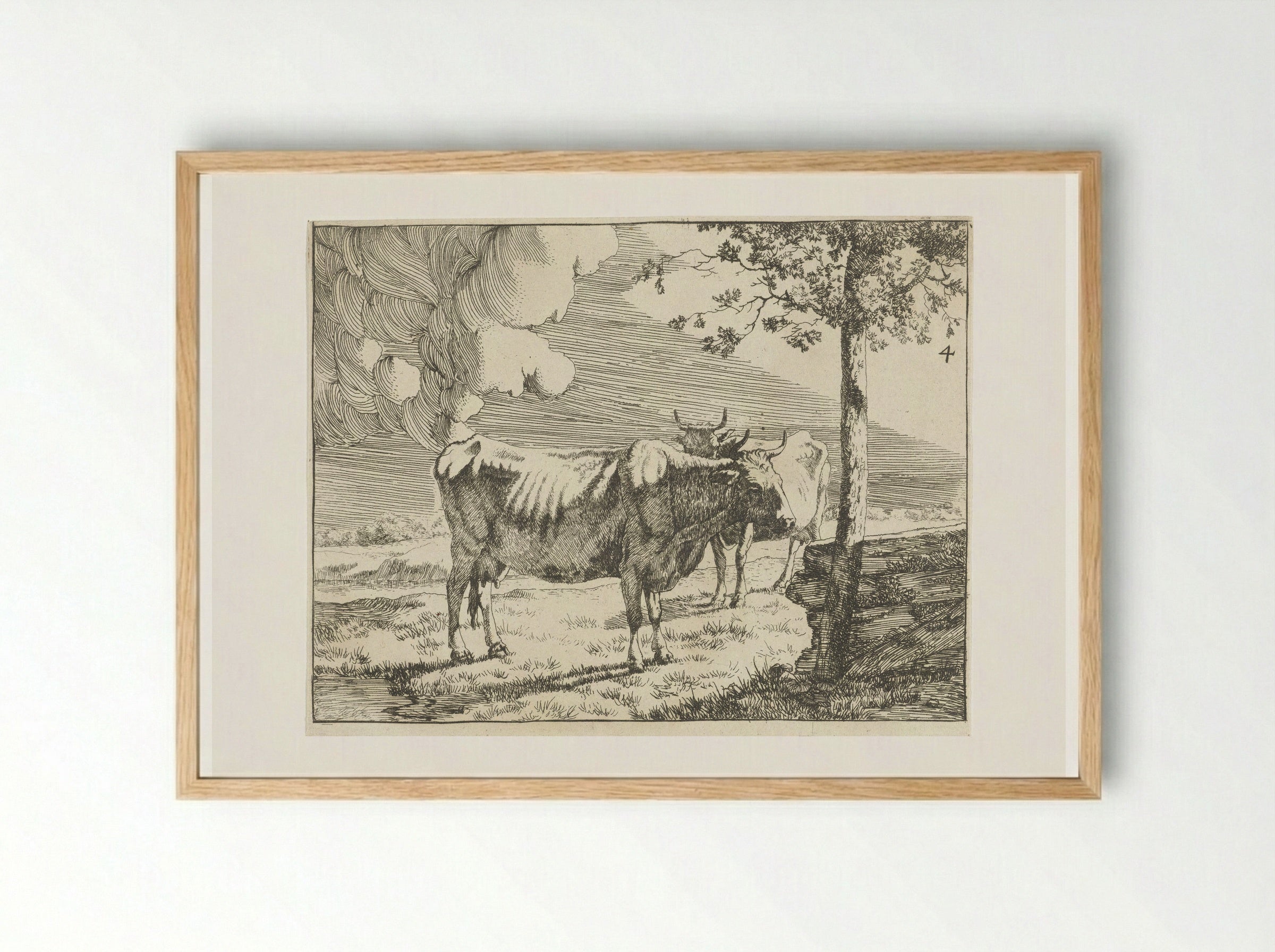 Twee staande koeien - Marcus de Bye - Framed Print Wood