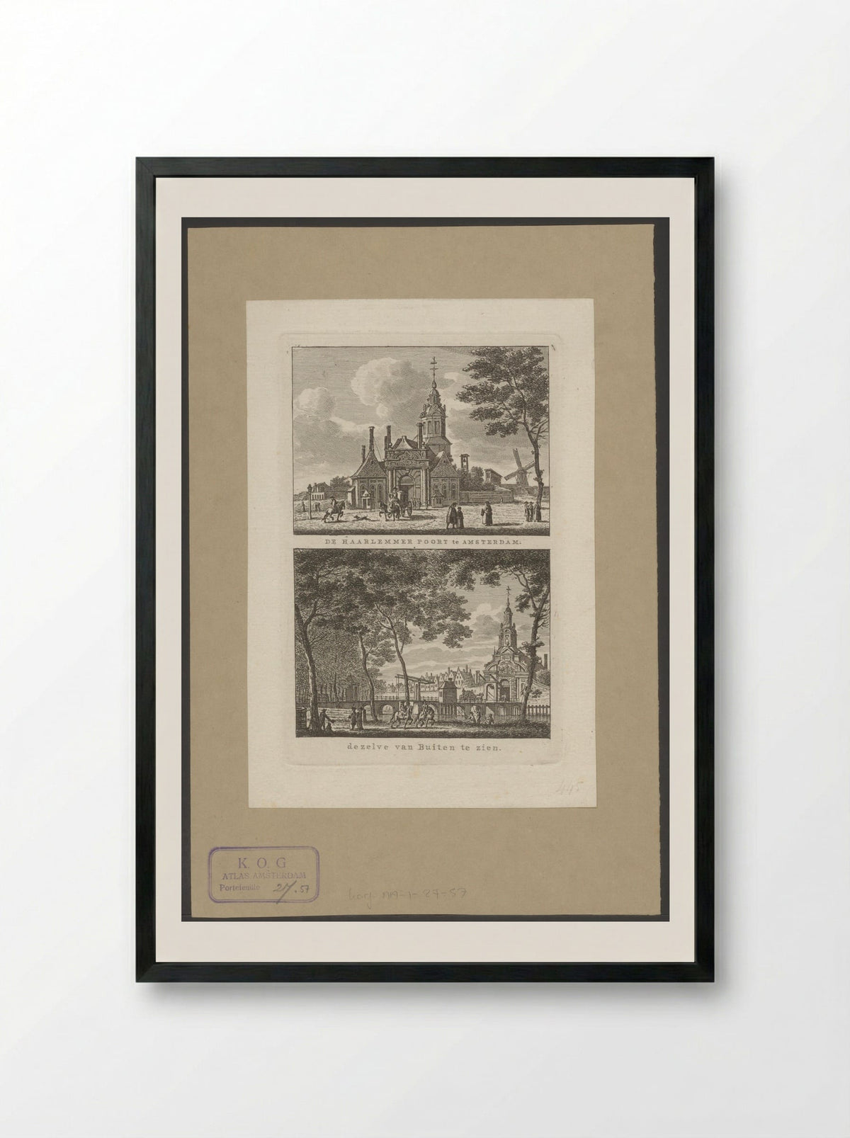 Twee stadsgezichten te Amsterdam met Haarlemmerpoort - Carel Frederik Bendorp (I) - Framed Print Black