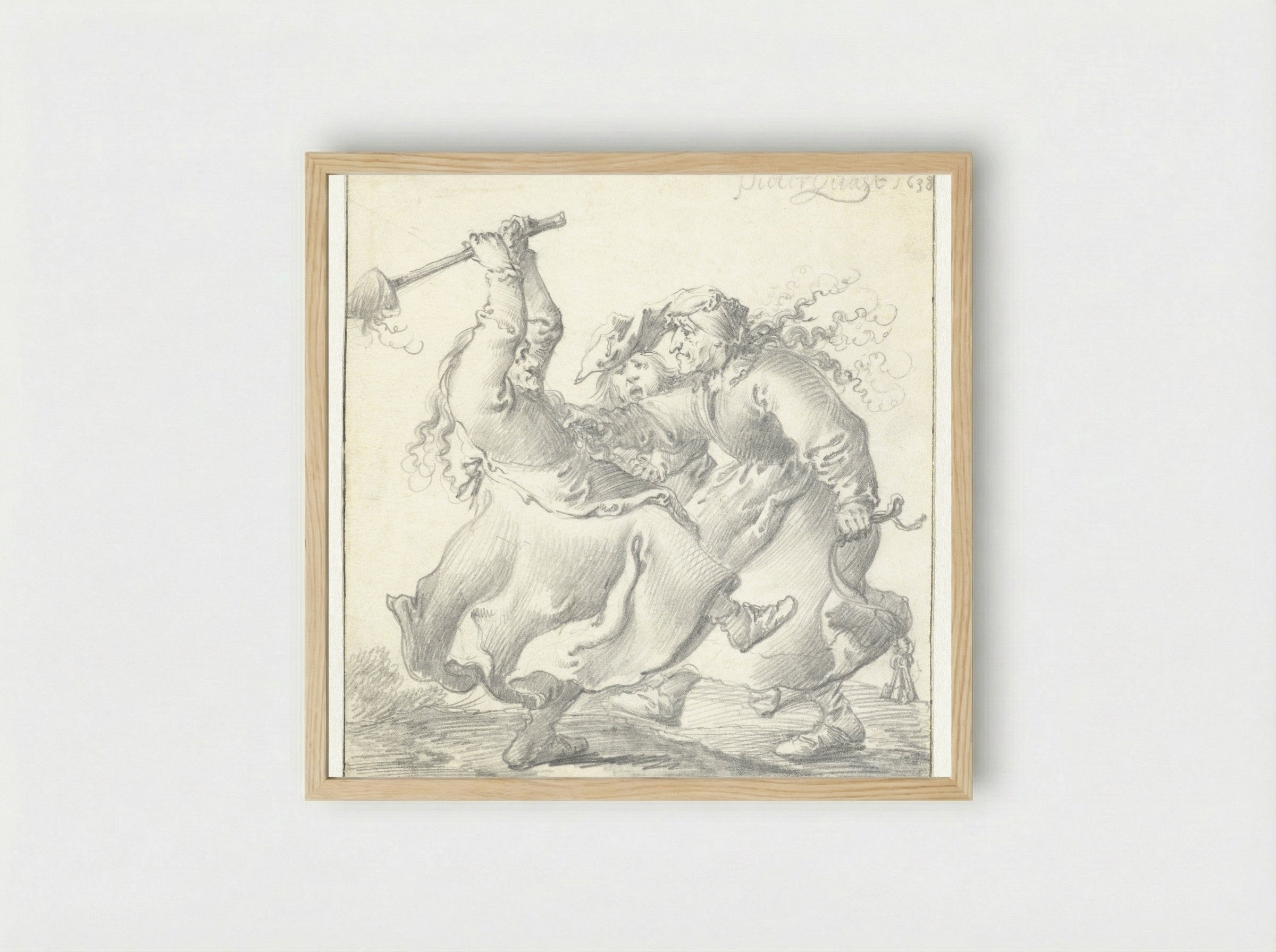 Twee vechtende vrouwen (Two Fighting Women) - Pieter Jansz. Quast - Framed Print Wood