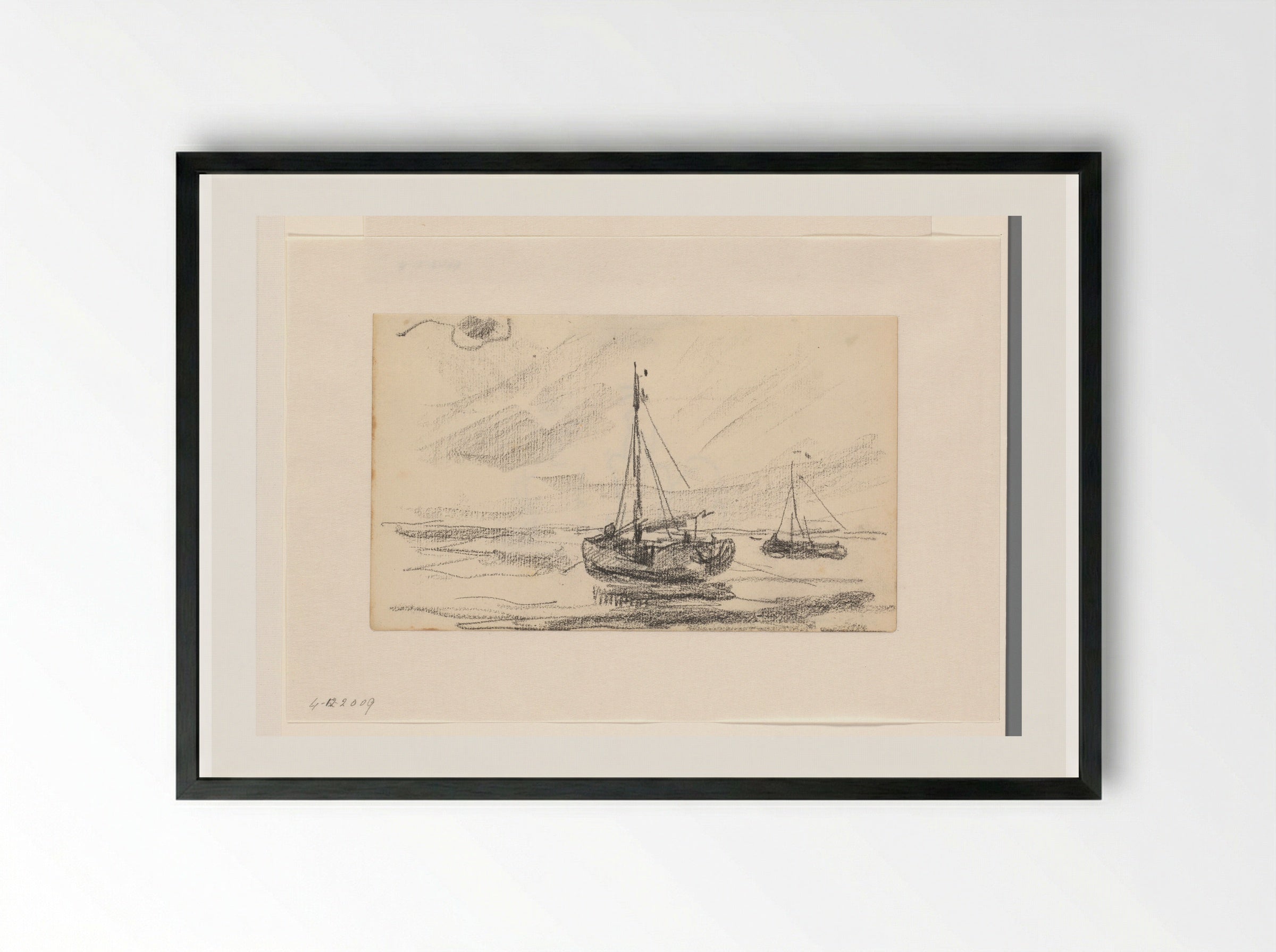 Twee vissersboten op zee - Willem Bastiaan Tholen - Framed Print Black
