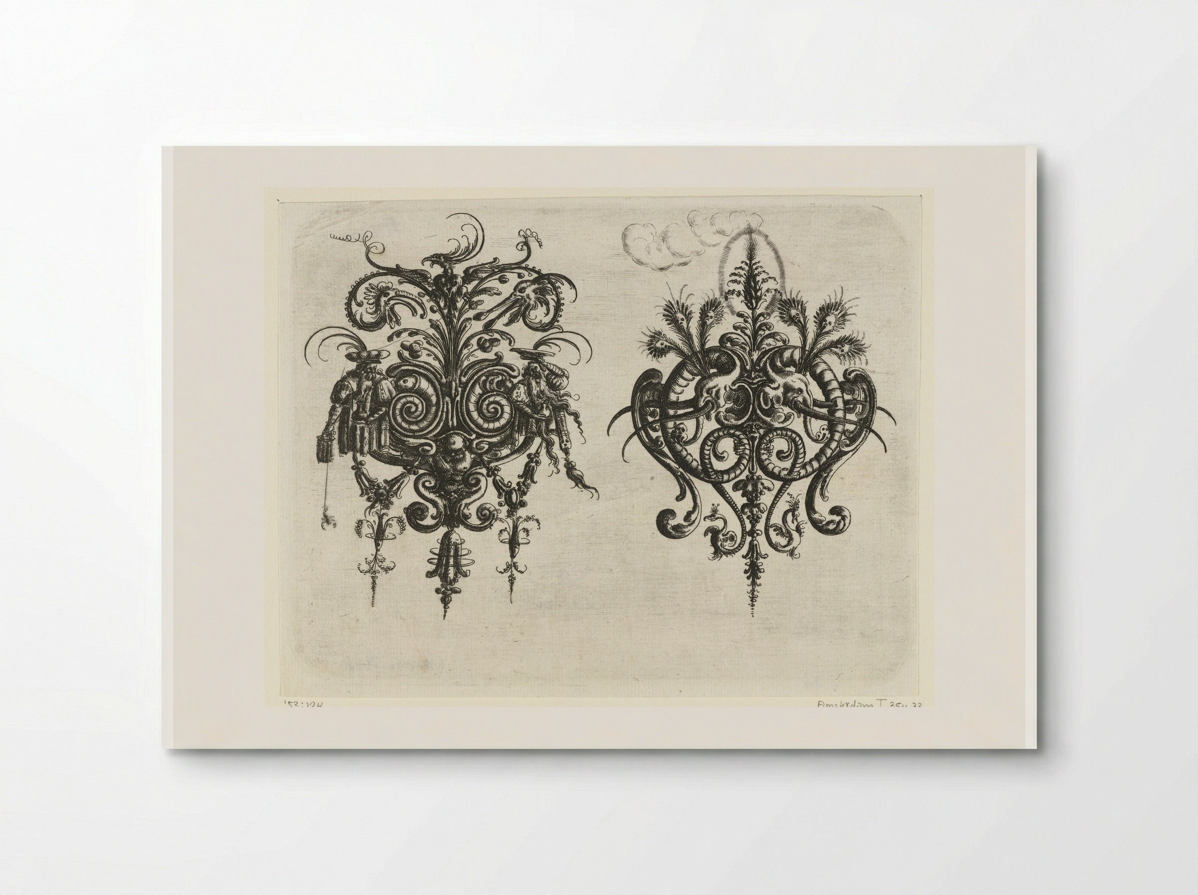Twee vlakdecoraties met bladranken en grotesken - Christoph Jamnitzer - Poster
