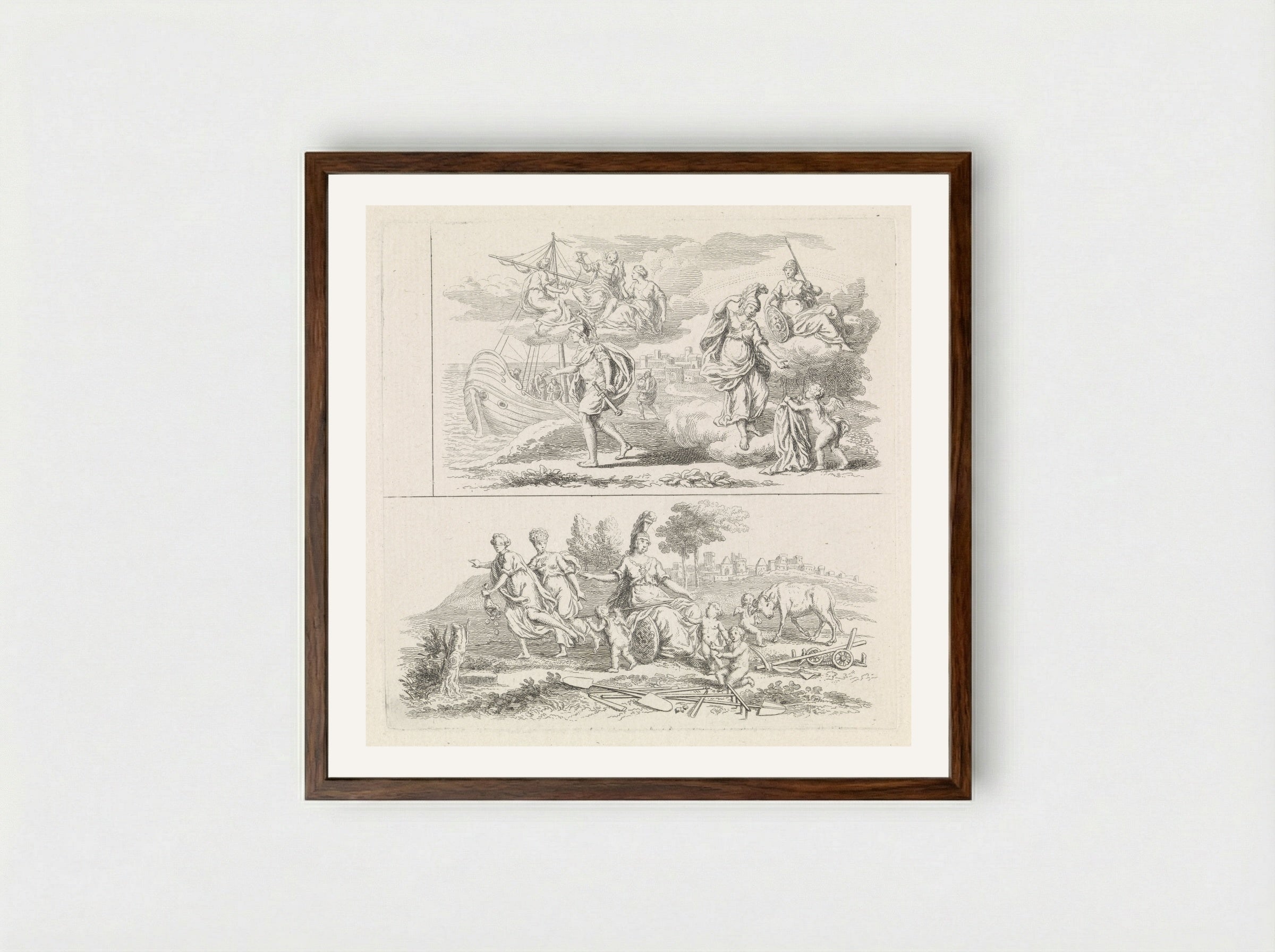 Twee voorstellingen met Minerva - Pieter Tanjé - Framed Print Dark Wood