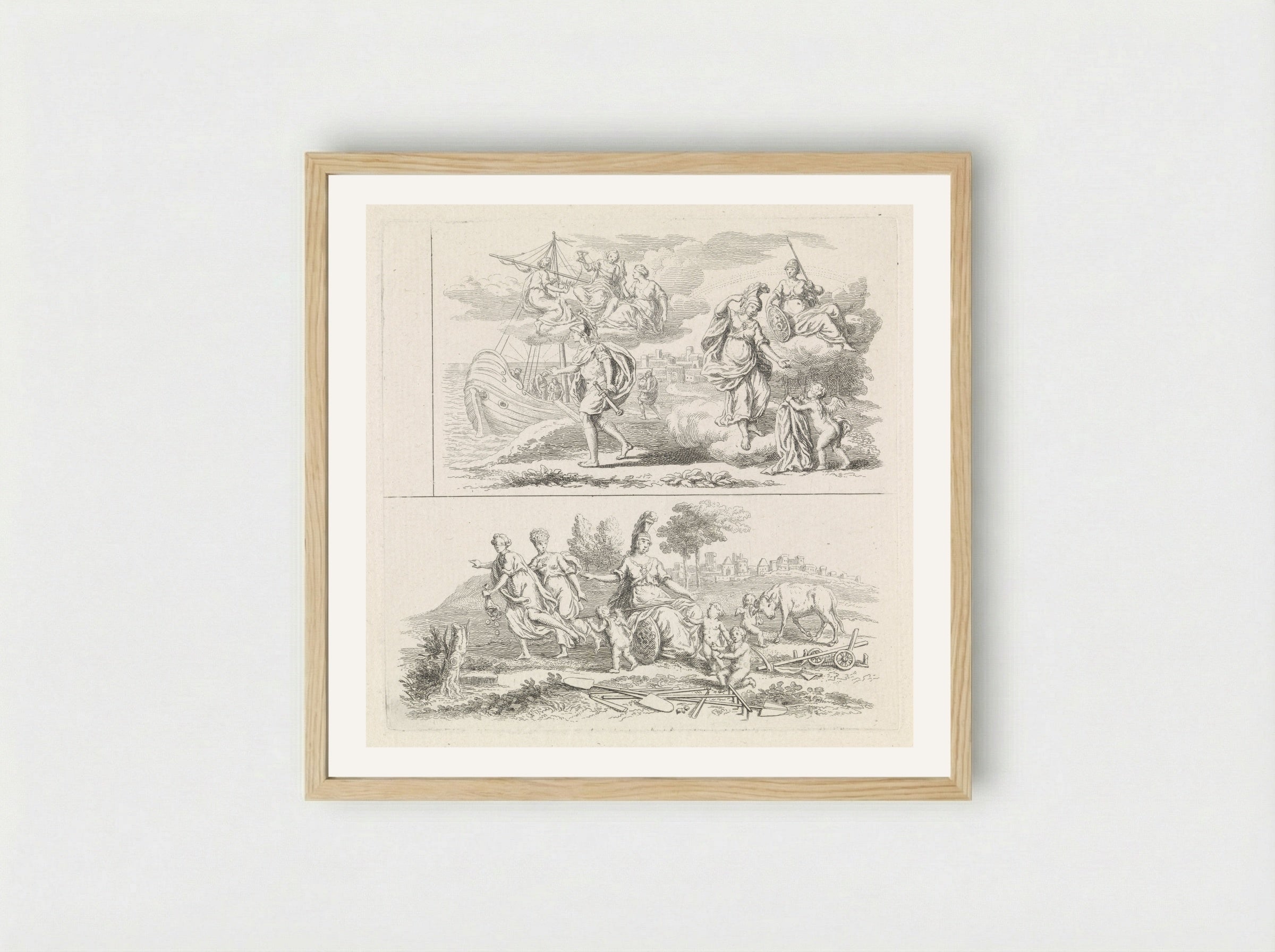 Twee voorstellingen met Minerva - Pieter Tanjé - Framed Print Wood