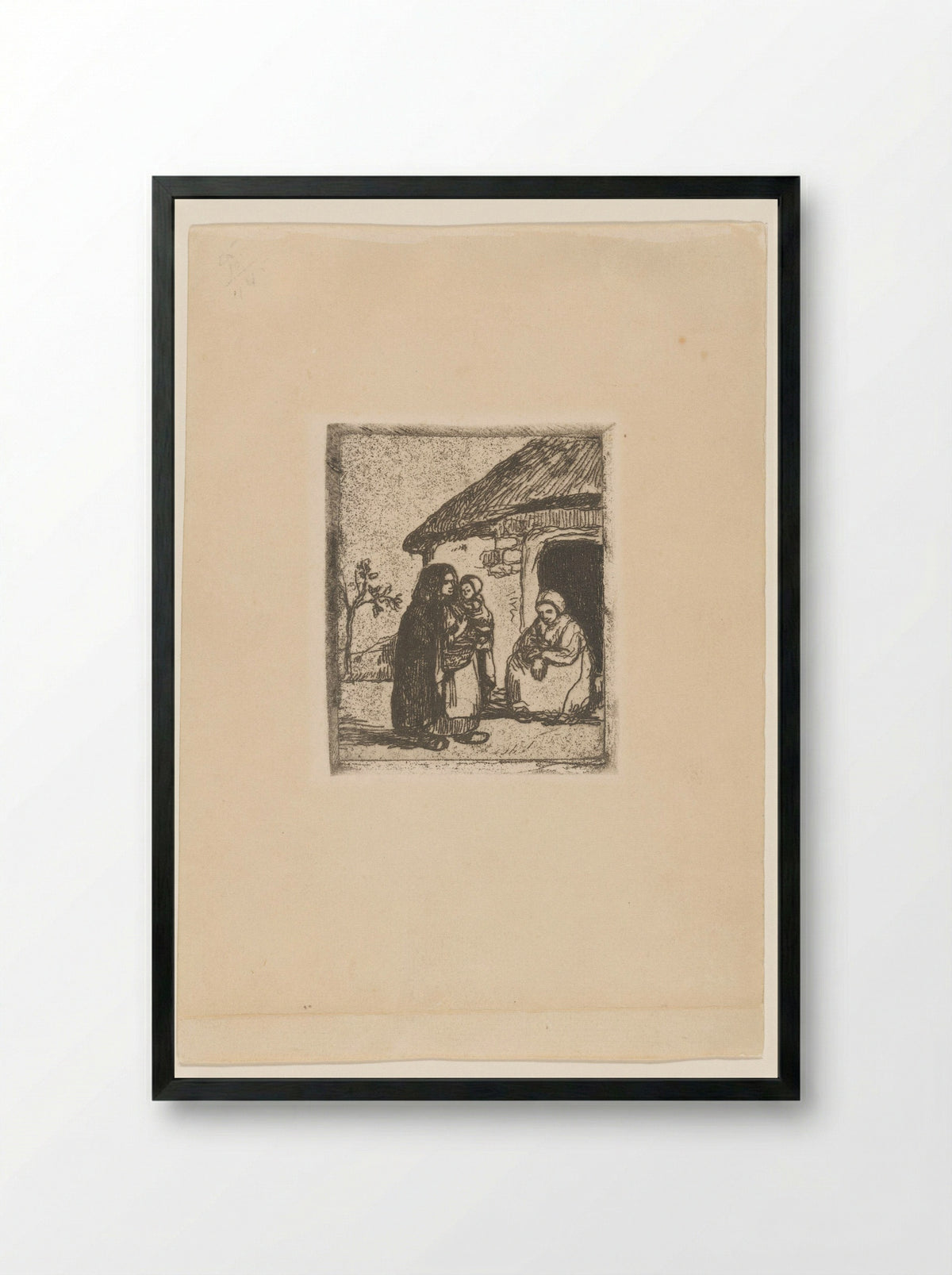 Twee vrouwen en kind voor een huis - Jakob Smits - Framed Print Black