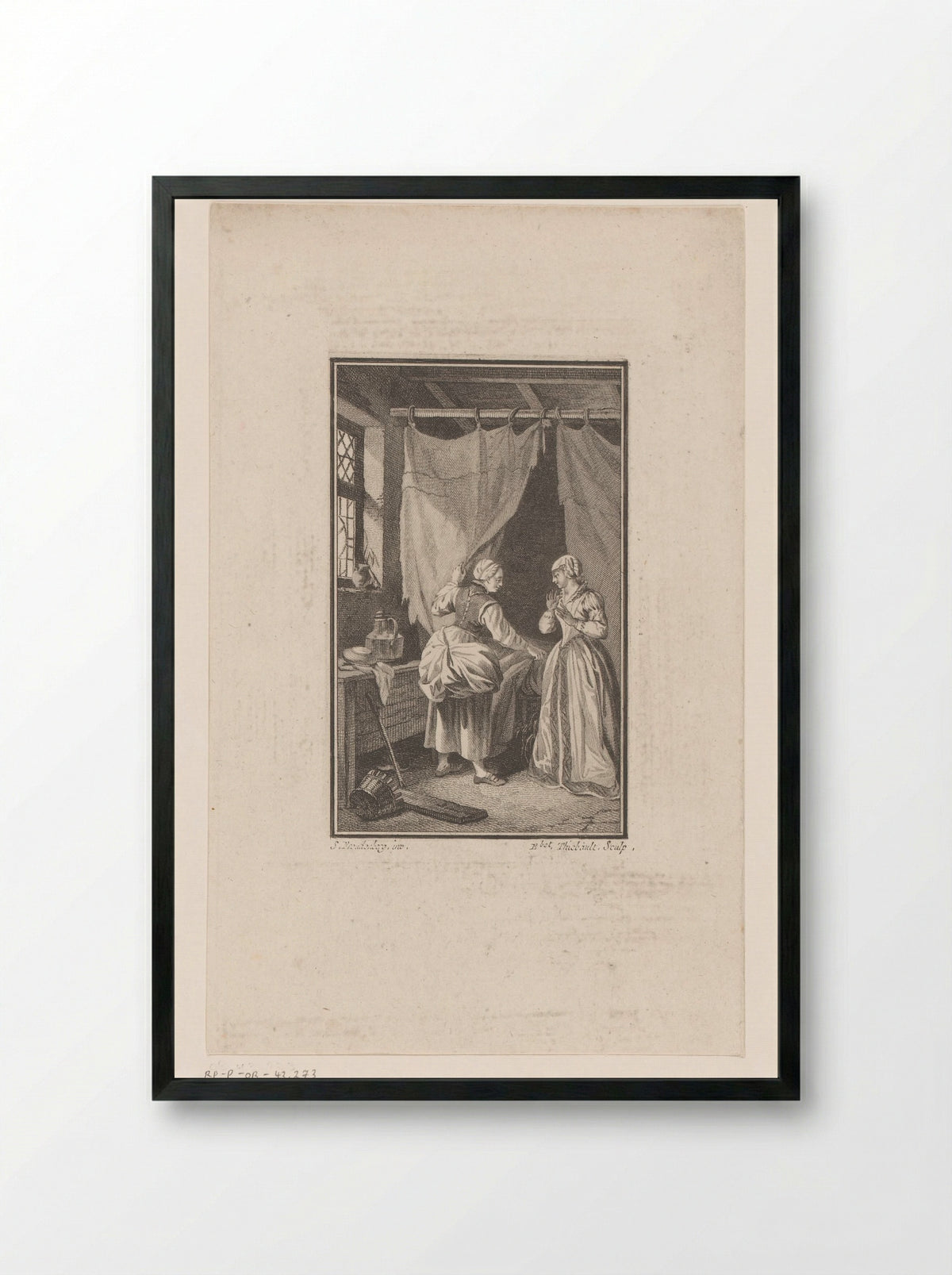 Twee vrouwen in slaapvertrek - Nouvelle Société Typographique - Framed Print Black