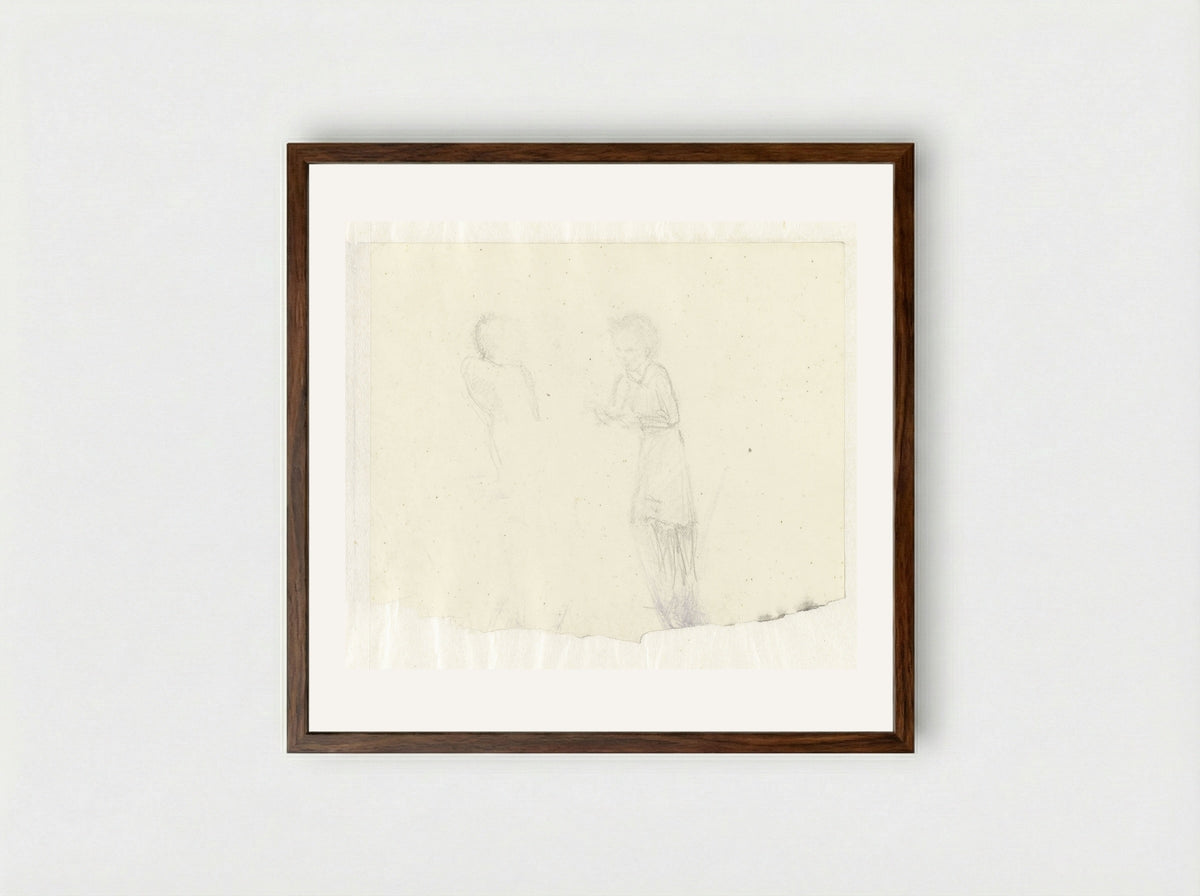 Twee vrouwen met elkaar in gesprek - Aat Breur-Hibma - Framed Print Dark Wood