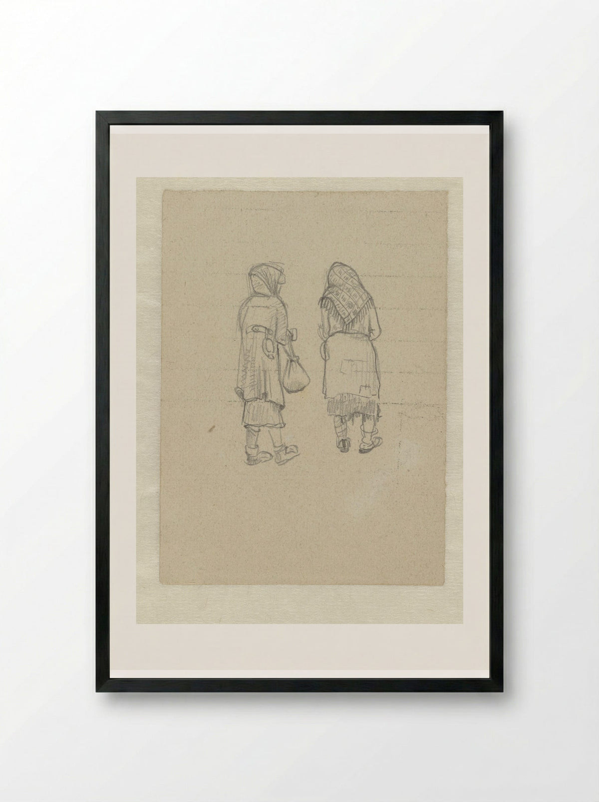 Twee vrouwen op de rug gezien in Ravensbrück - Aat Breur-Hibma - Framed Print Black