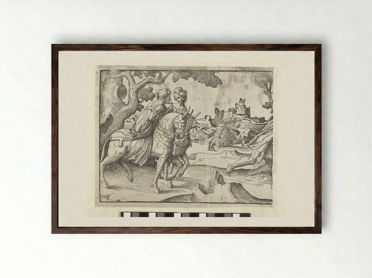 Twee vrouwen op muildieren (Two Women on Mules) - Jan Ewoutsz. - Framed Print Dark Wood