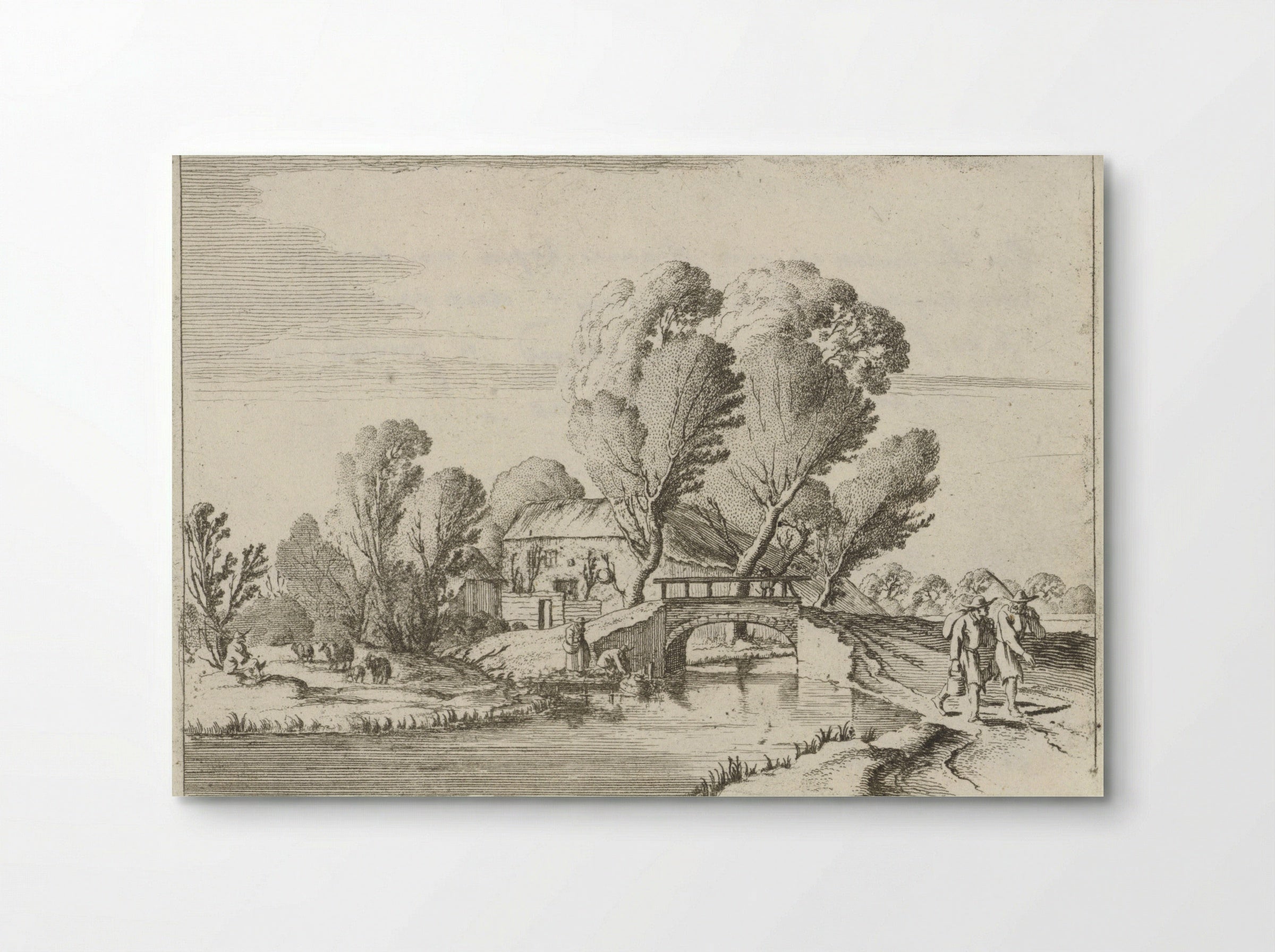 Twee wandelaars bij een kanaal - Gillis van Scheyndel (I) - Poster