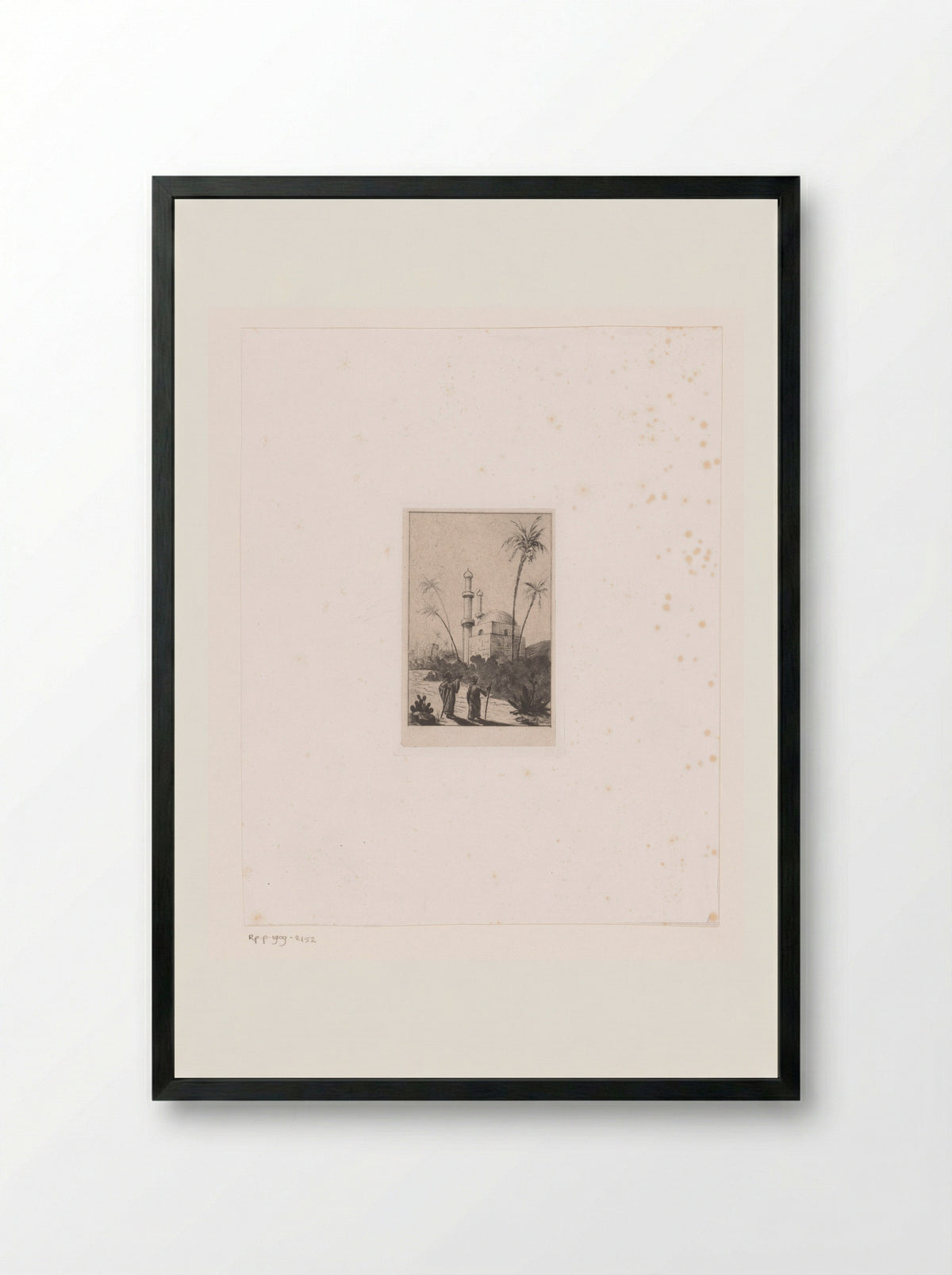 Twee wandelaars bij een moskee - Vicomte Arthur-Jean Le Bailly d'Inghuem - Framed Print Black