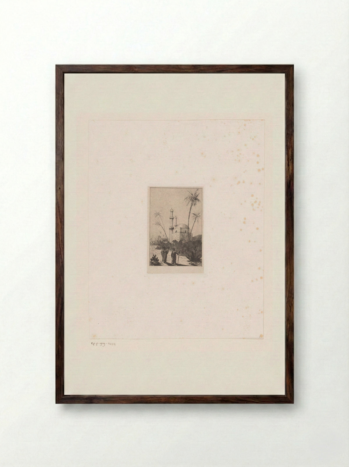 Twee wandelaars bij een moskee - Vicomte Arthur-Jean Le Bailly d'Inghuem - Framed Print Dark Wood