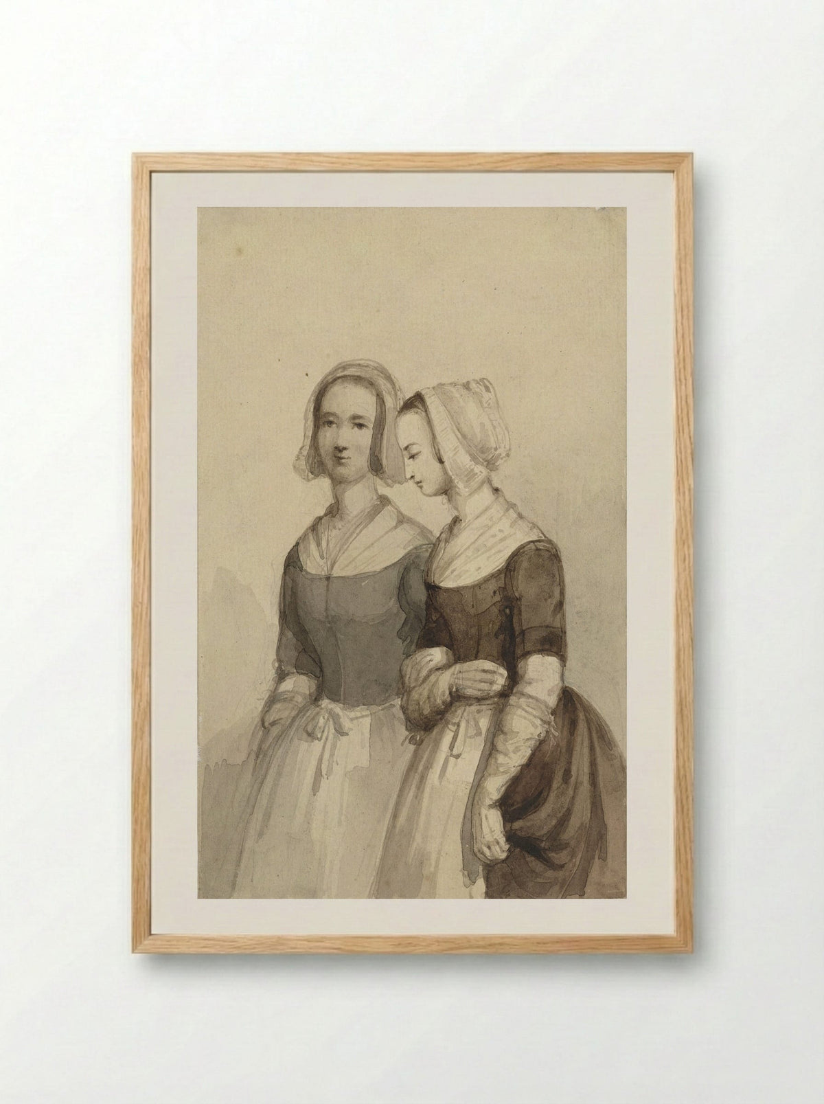 Twee weesmeisjes (Two Orphan Girls) - Johannes Christiaan d' Arnaud Gerkens - Framed Print Wood