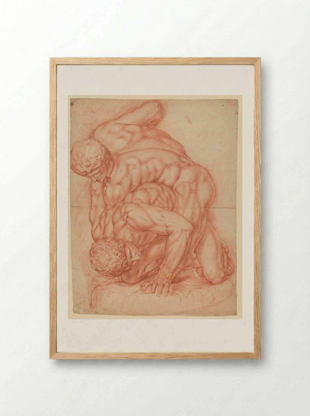 Twee worstelende mannen - Willem Doudijns - Framed Print Wood
