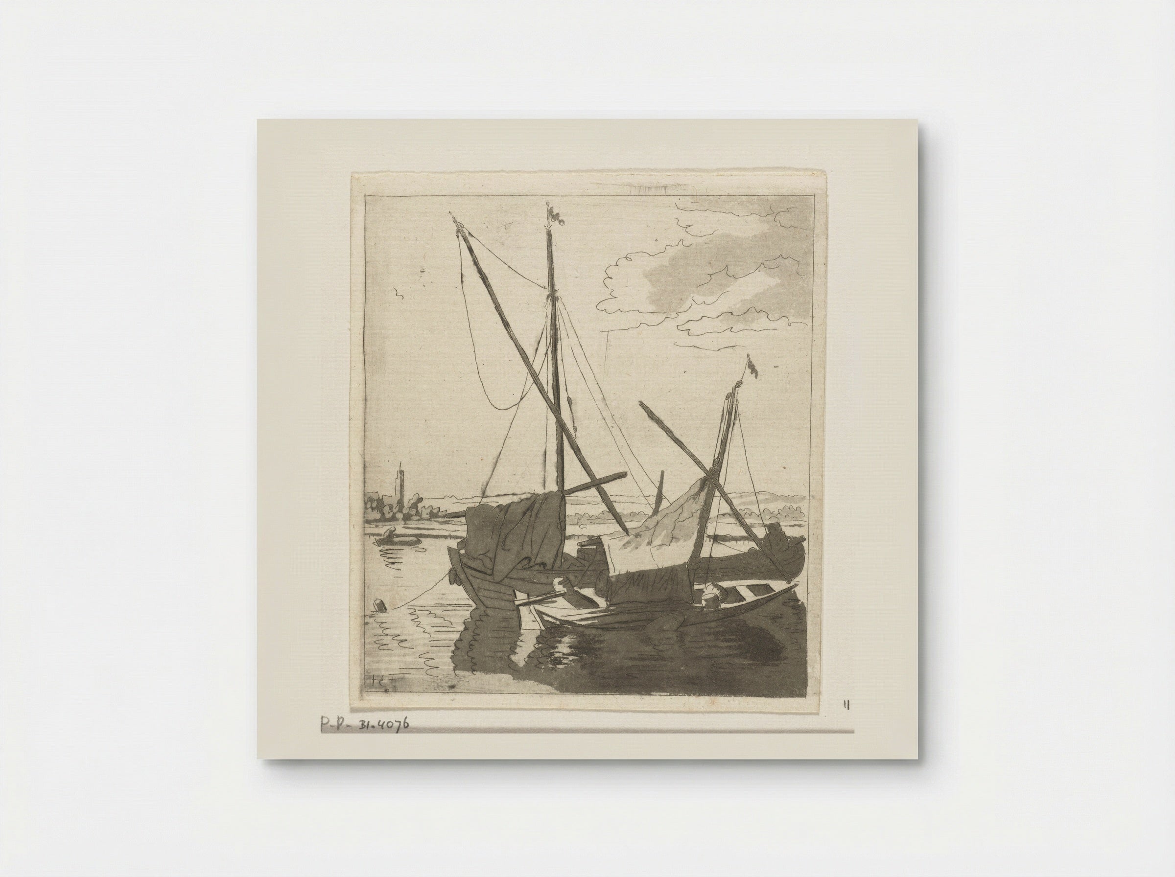 Twee zeilboten in een rivier - Anthonie van den Bos - Poster