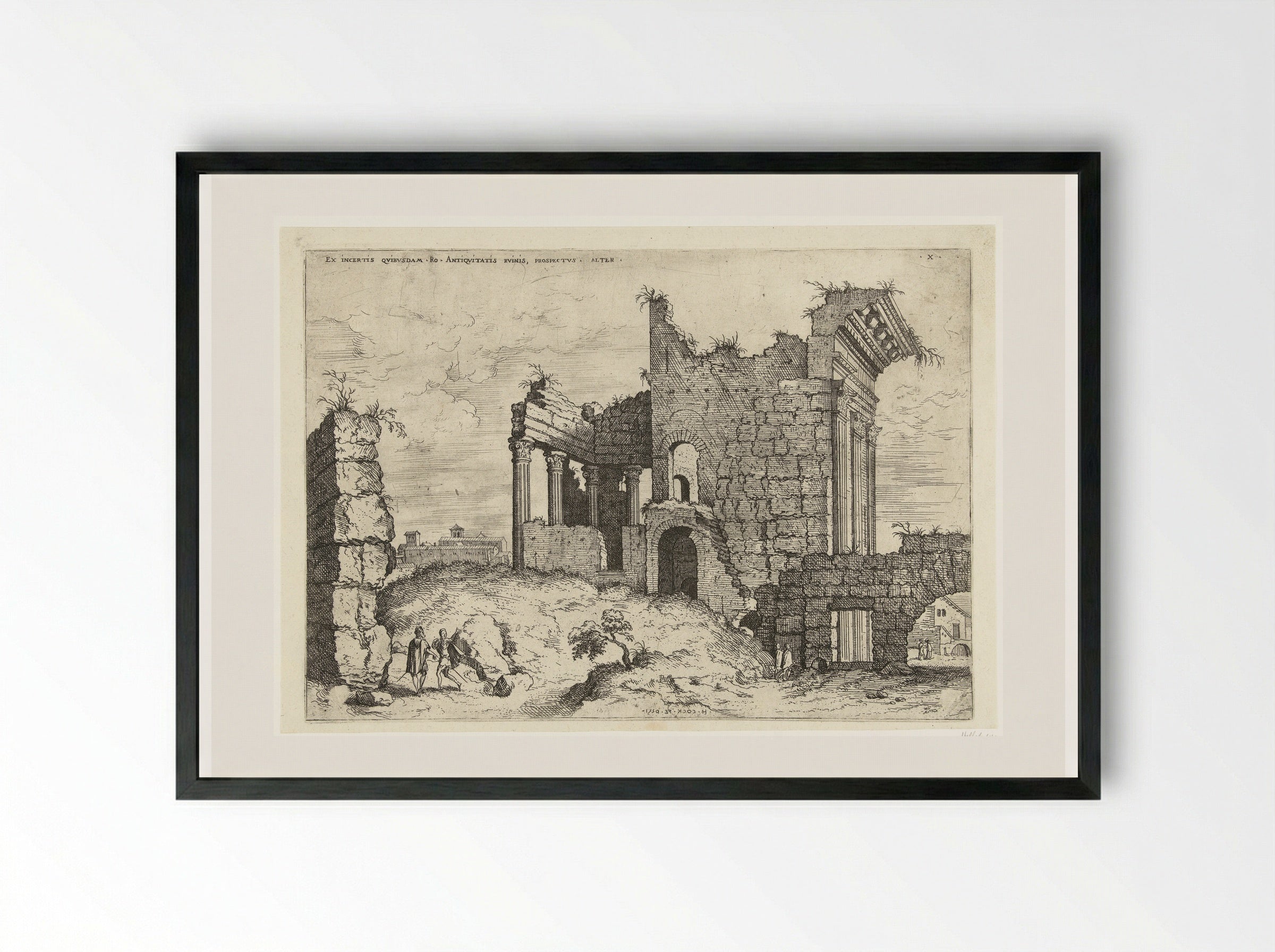 Tweede gezicht op het Forum Nerva - Hieronymus Cock - Framed Print Black