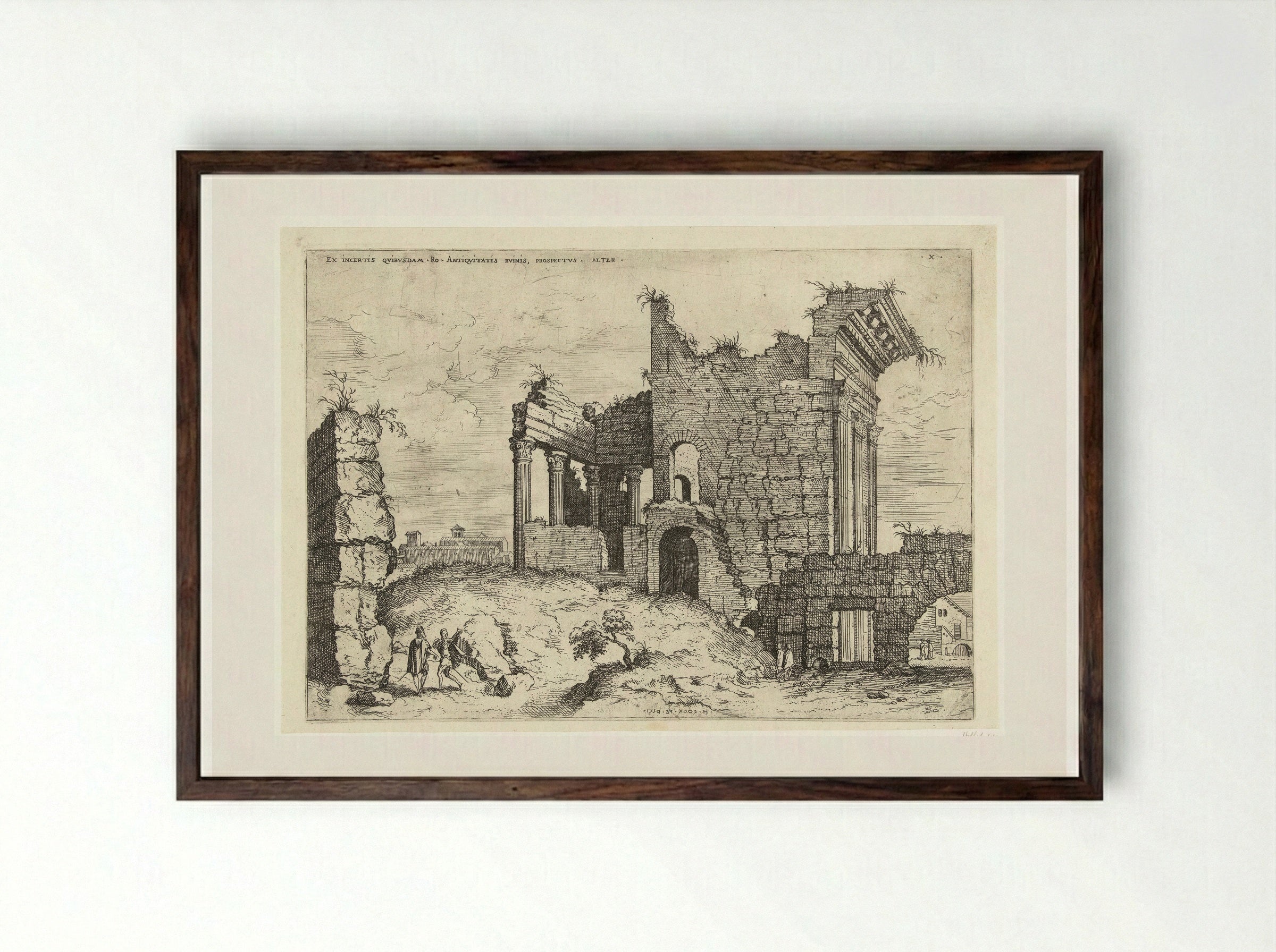 Tweede gezicht op het Forum Nerva - Hieronymus Cock - Framed Print Dark Wood