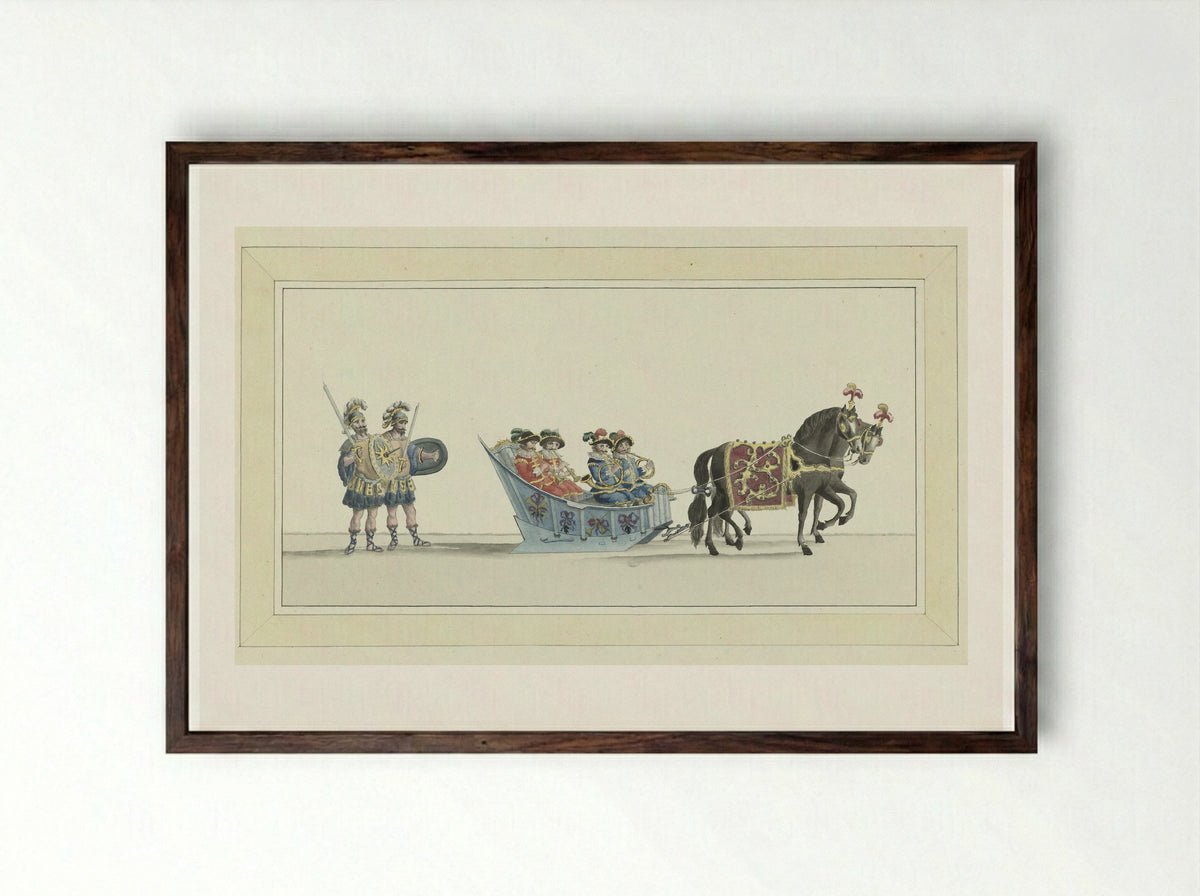 Tweede slede (Second Sleigh) - Abraham Delfos - Framed Print Dark Wood